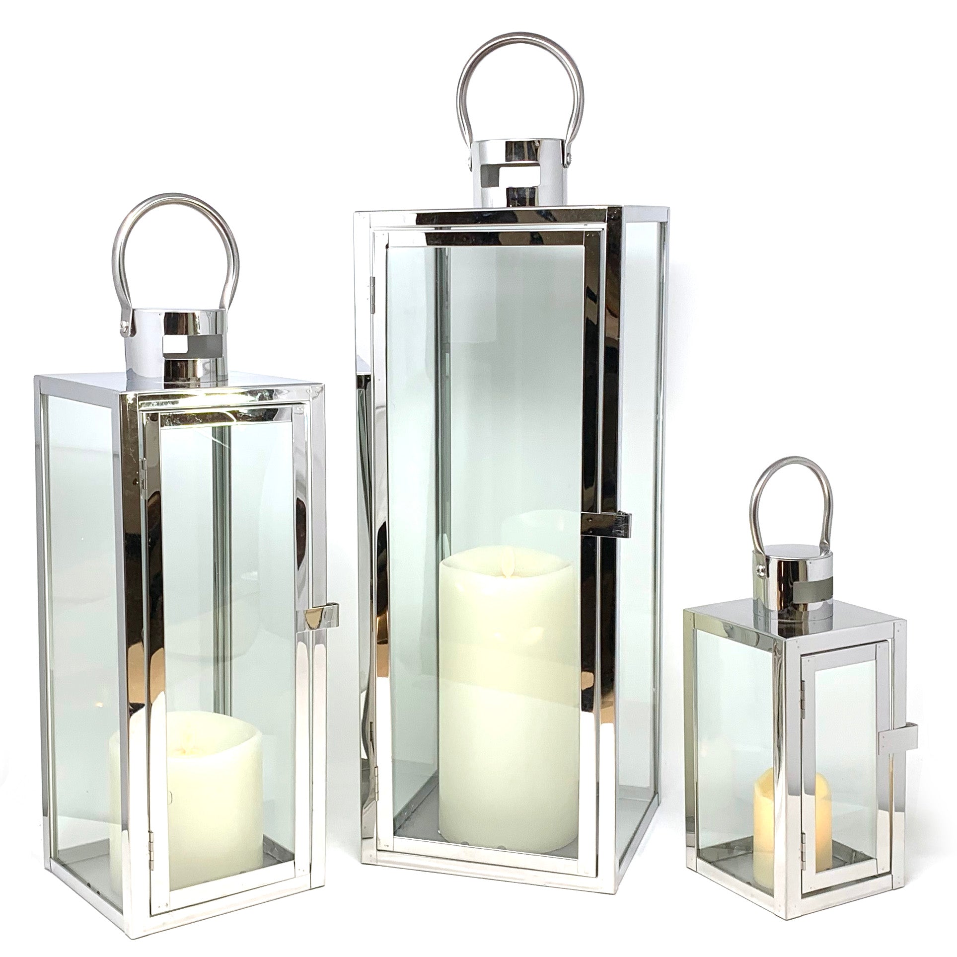 Allgala Lanterns 3-PC Set Jumbo Indoor/Outdoor Hurricane Candle Lanter