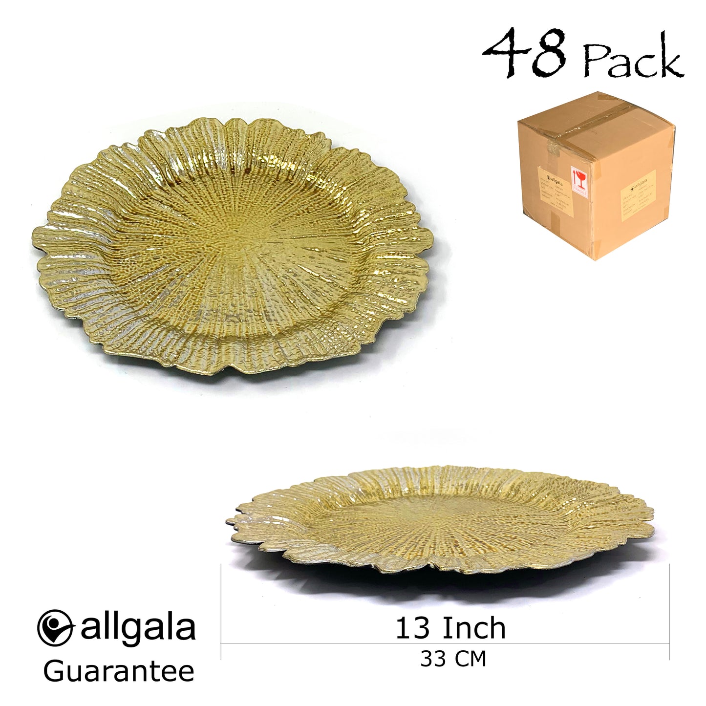 Allgala Charger Plates 13-Inch 6-Pack Heavy Quality Round Charger Plates-Reef