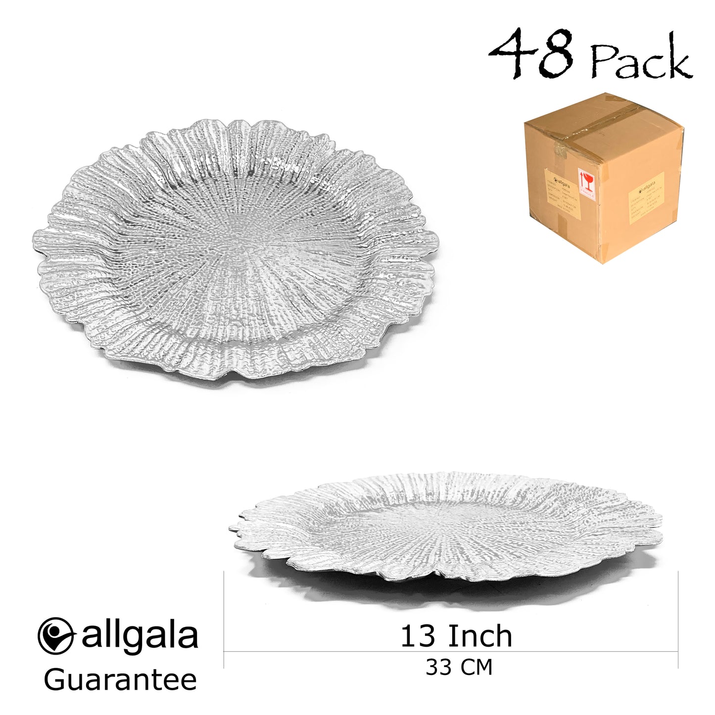 Allgala Charger Plates 13-Inch 6-Pack Heavy Quality Round Charger Plates-Reef