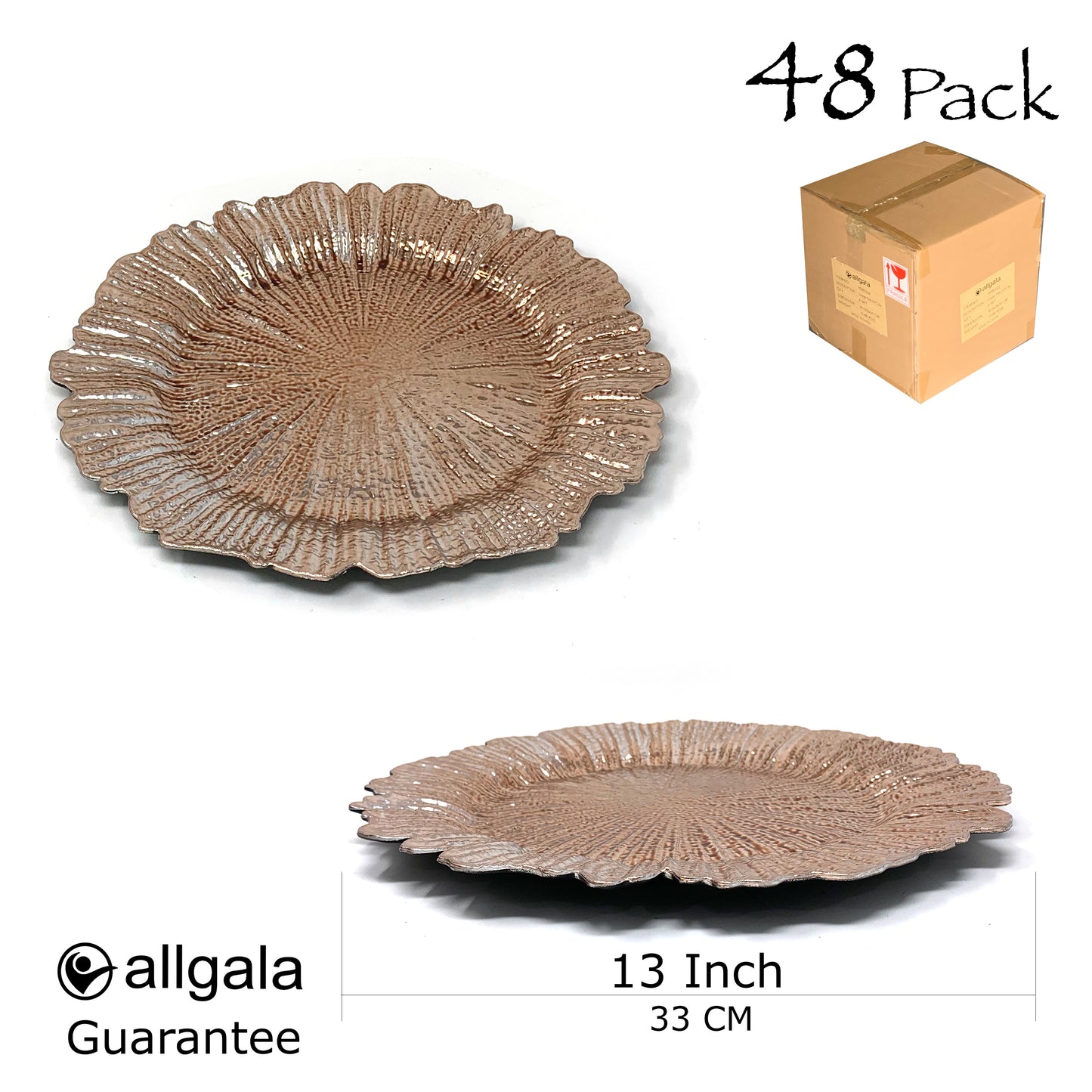 Allgala Charger Plates 13-Inch 6-Pack Heavy Quality Round Charger Plates-Reef
