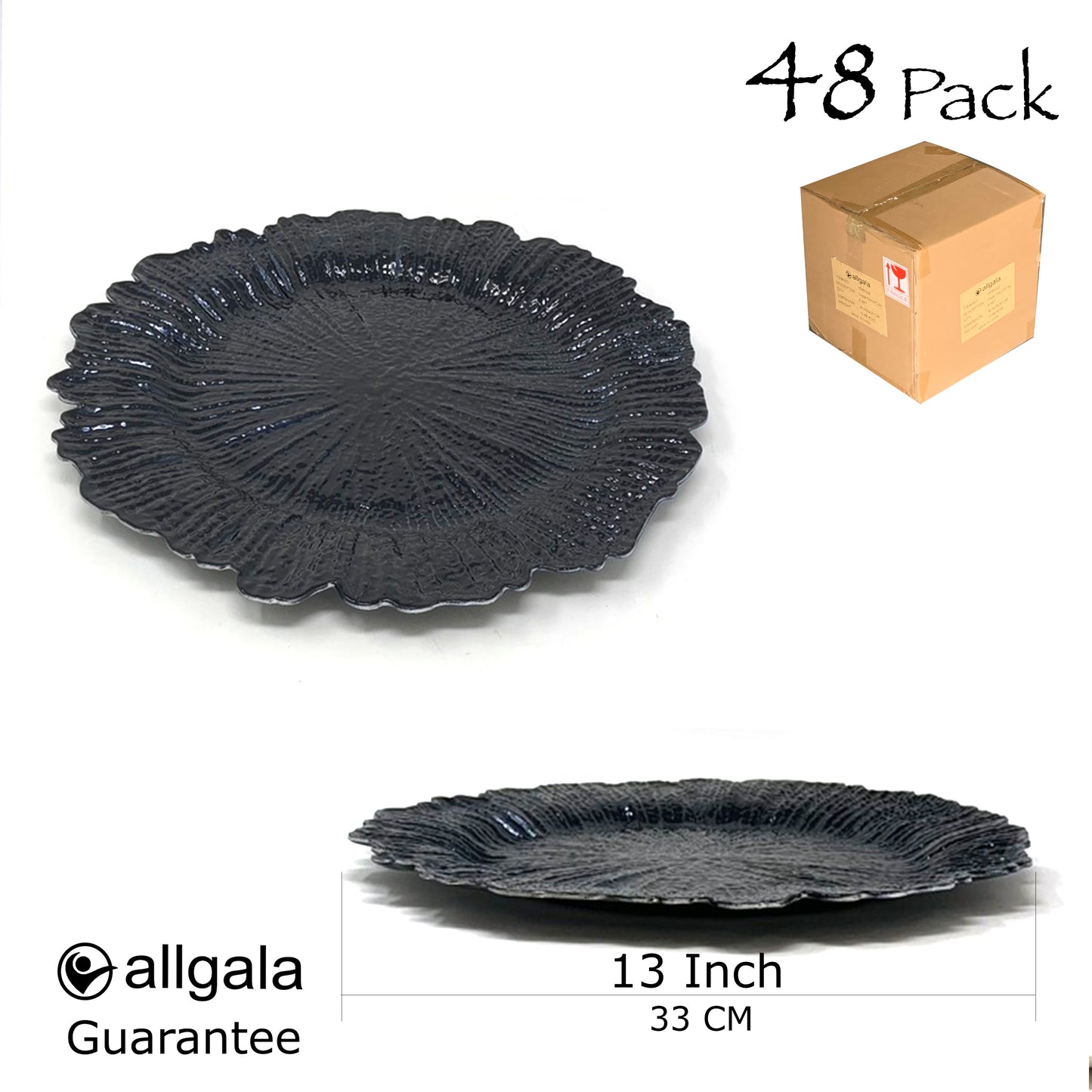 Allgala Charger Plates 13-Inch 6-Pack Heavy Quality Round Charger Plates-Reef