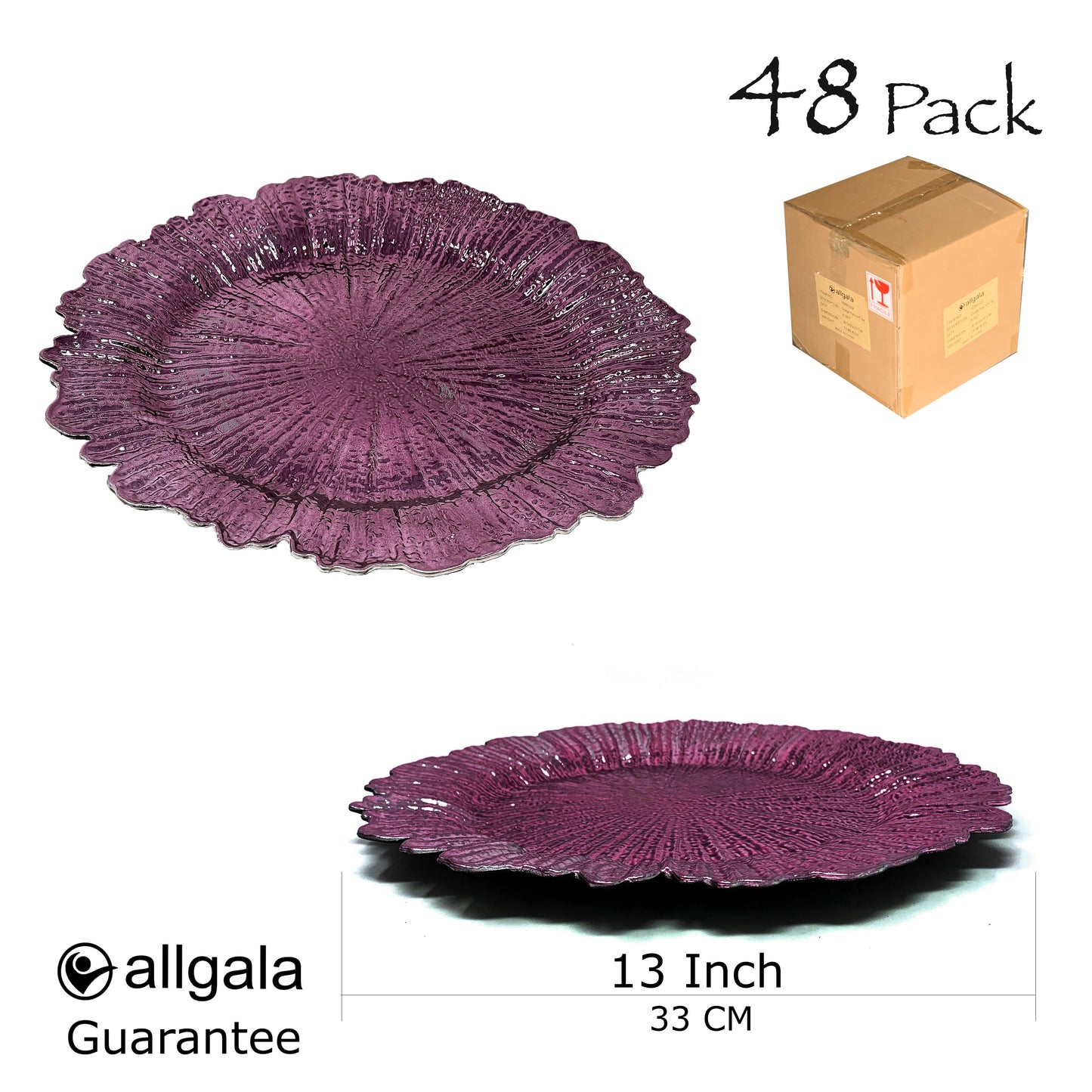 Allgala Charger Plates 13-Inch 6-Pack Heavy Quality Round Charger Plates-Reef