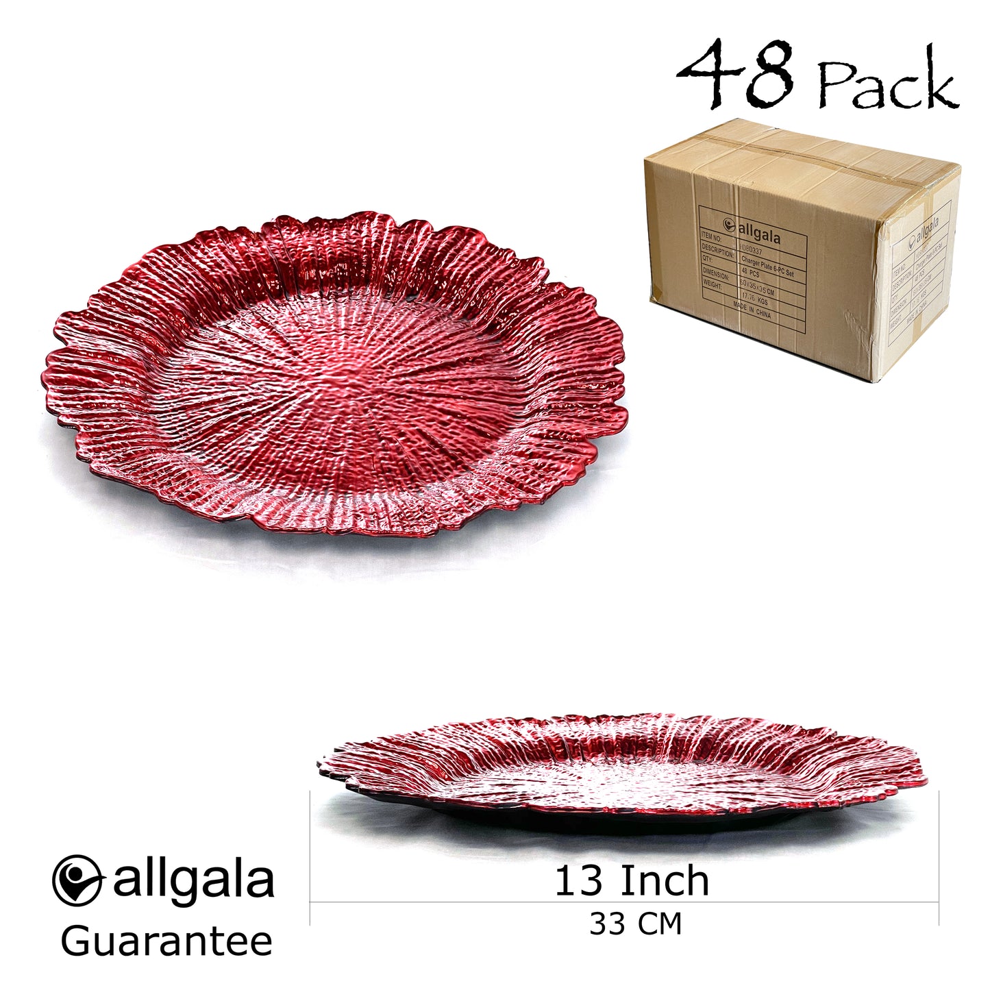 Allgala Charger Plates 13-Inch 6-Pack Heavy Quality Round Charger Plates-Reef