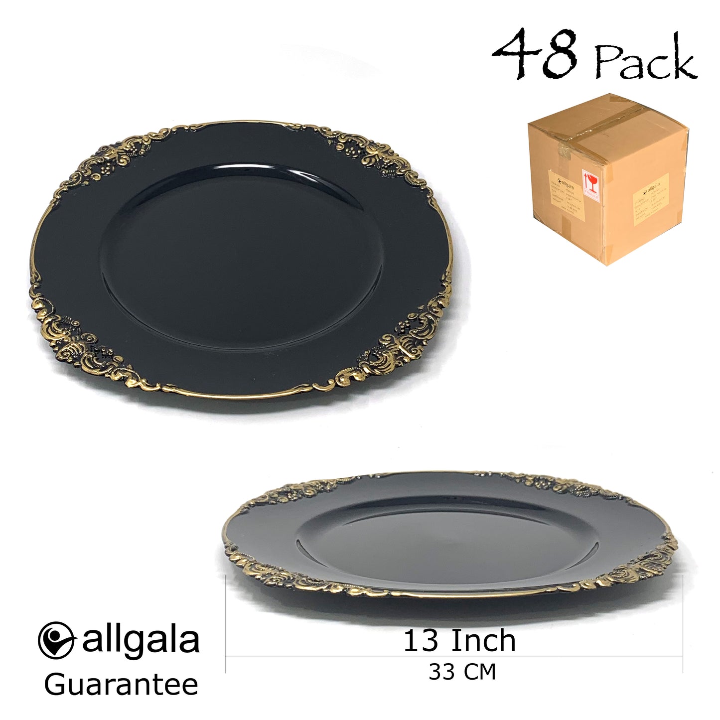 Allgala Charger Plates 13-Inch 6-Pack Heavy Quality Round Charger Plates-Floral