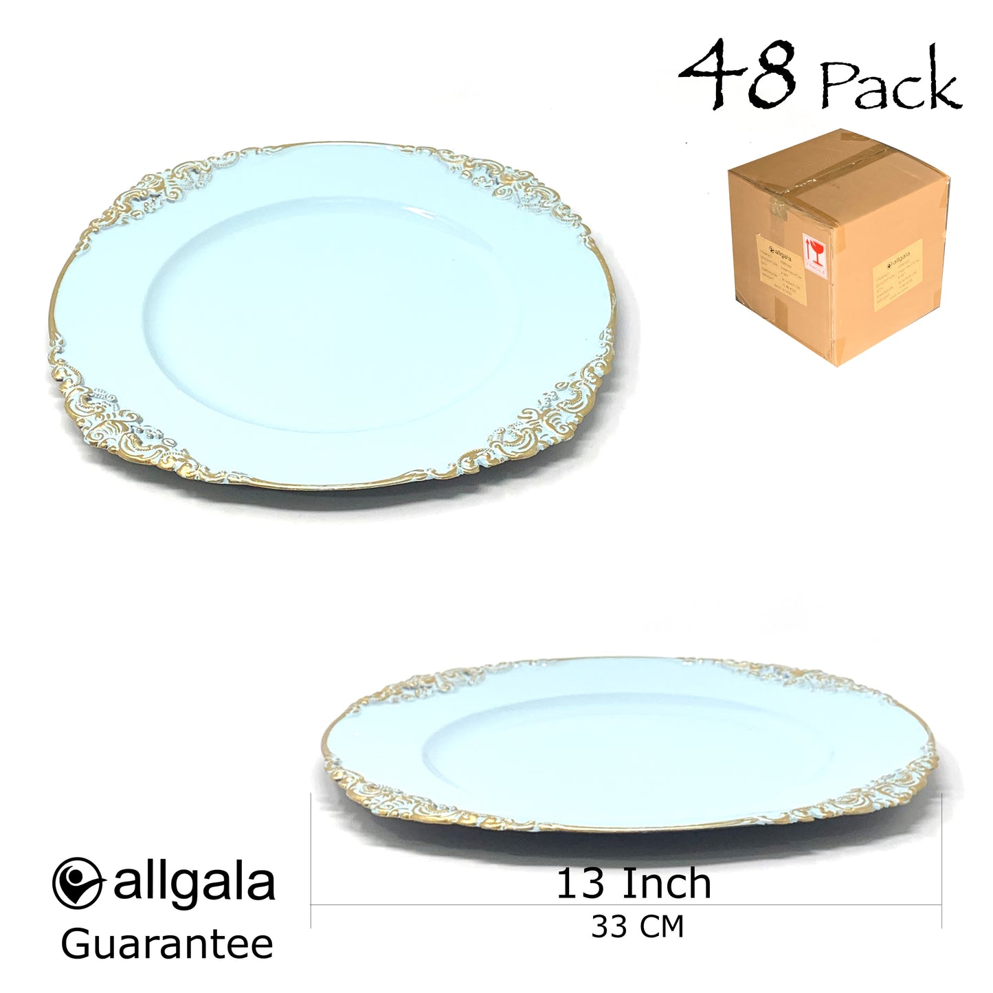 Allgala Charger Plates 13-Inch 6-Pack Heavy Quality Round Charger Plates-Floral