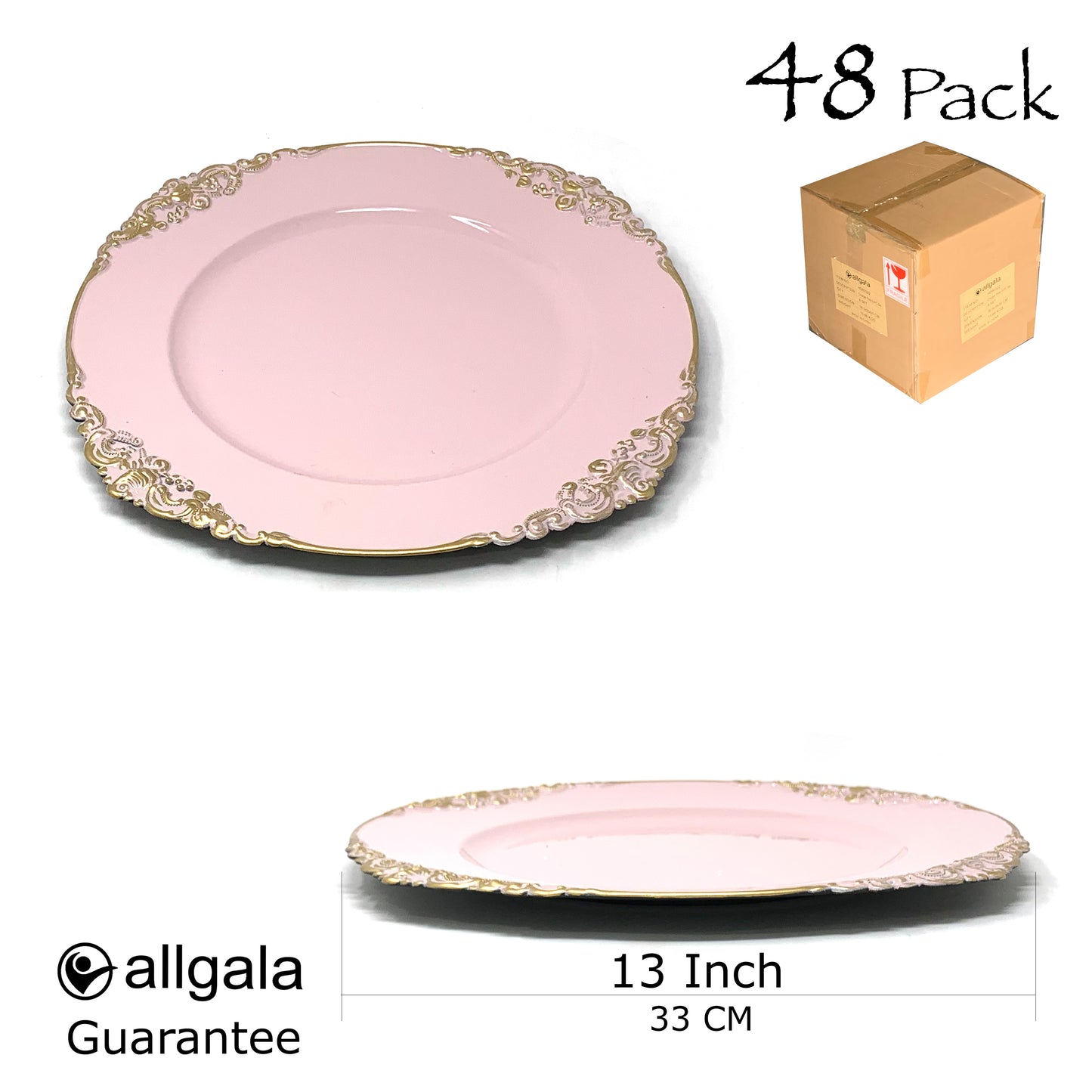 Allgala Charger Plates 13-Inch 6-Pack Heavy Quality Round Charger Plates-Floral