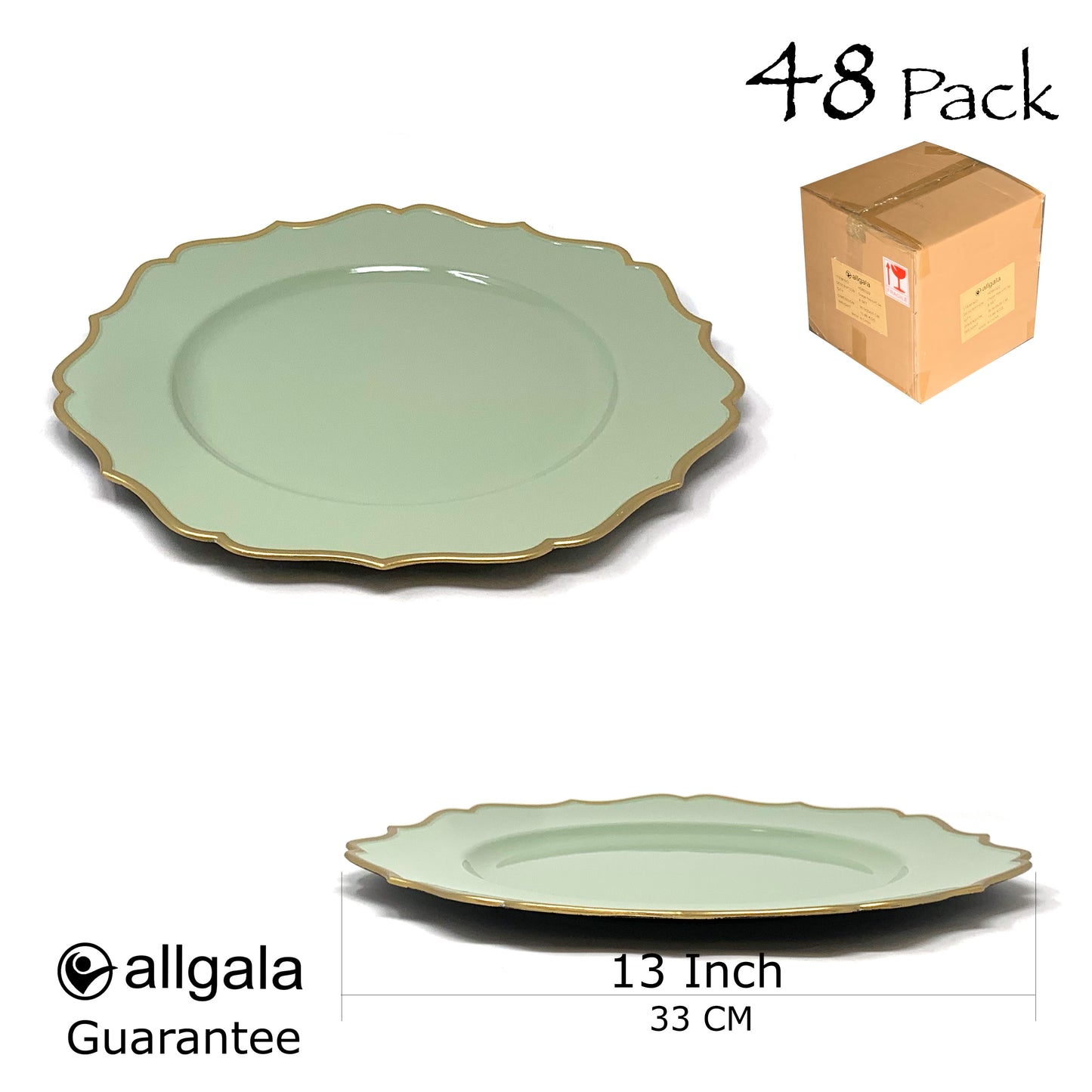 Allgala Charger Plates 13-Inch 6-Pack Heavy Quality Round Charger Plates-Floral