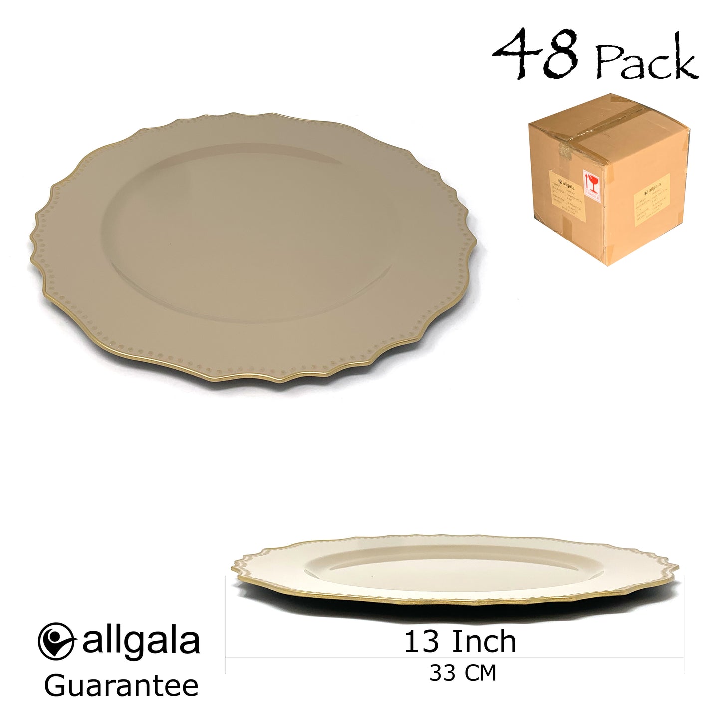 Allgala Charger Plates 13-Inch 6-Pack Heavy Quality Round Charger Plates-Floral