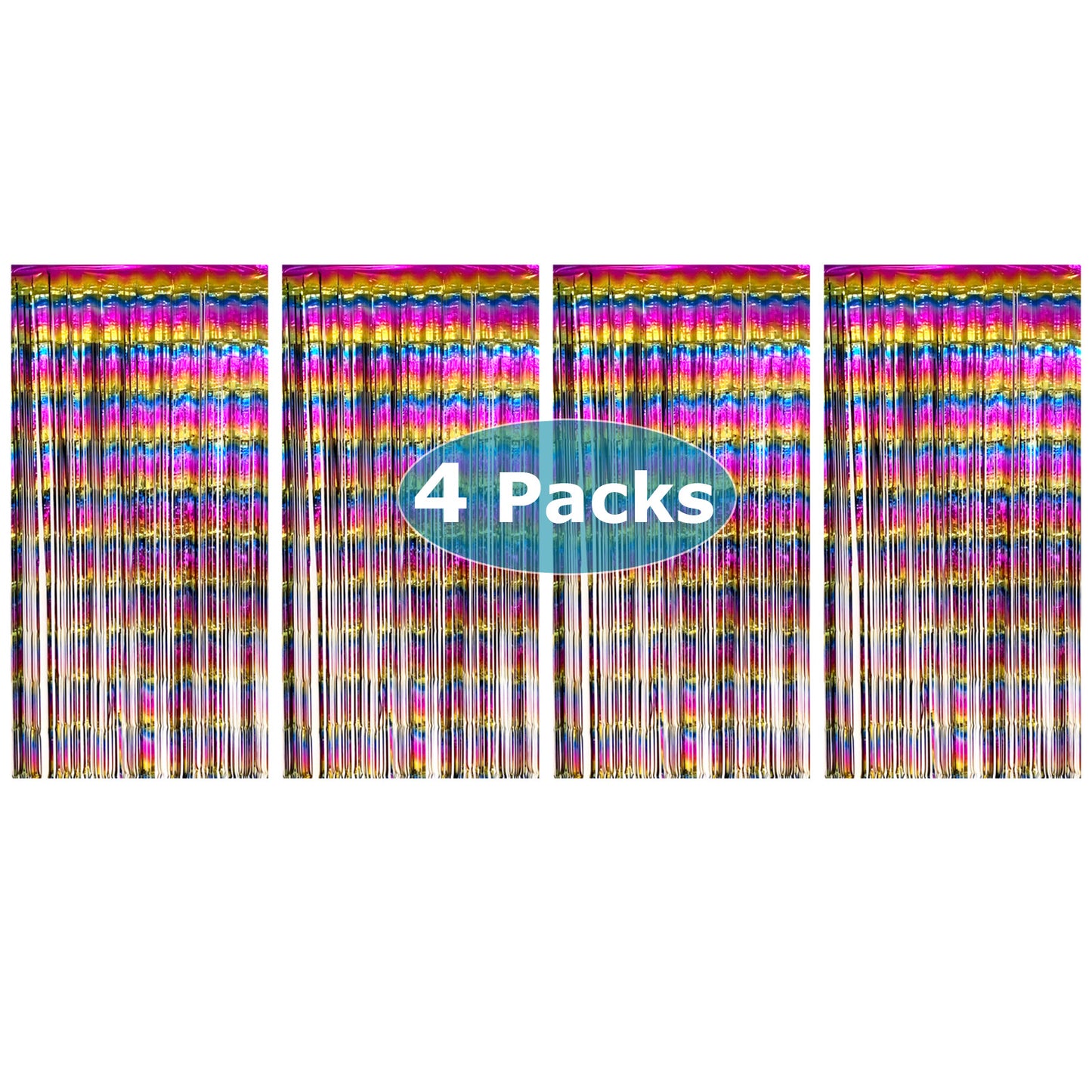 Allgala Back Drop 4PK 2Mx1M 6.5FT x 3.2FT Metallic Tinsel Party Photo Backdrop Curtains Door Fringe