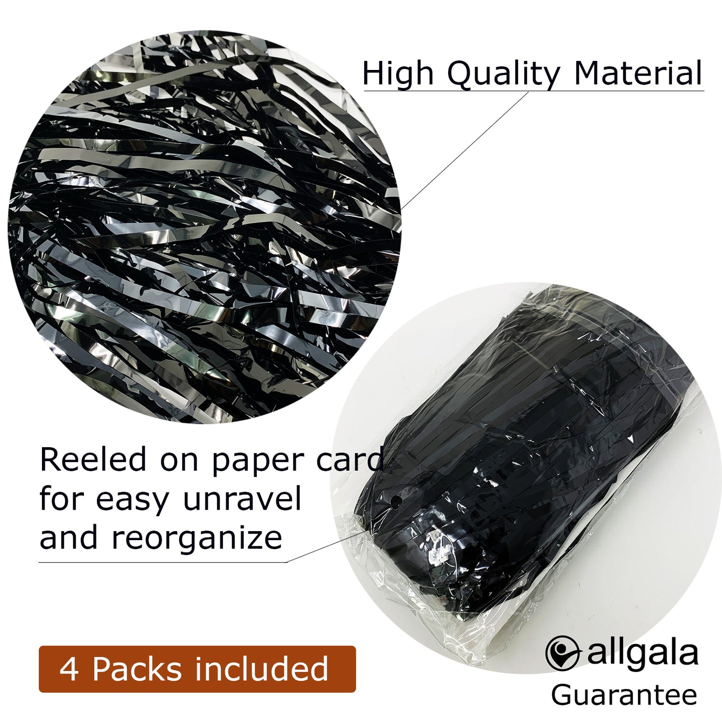 Allgala Back Drop 4PK 2Mx1M 6.5FT x 3.2FT Metallic Tinsel Party Photo Backdrop Curtains Door Fringe