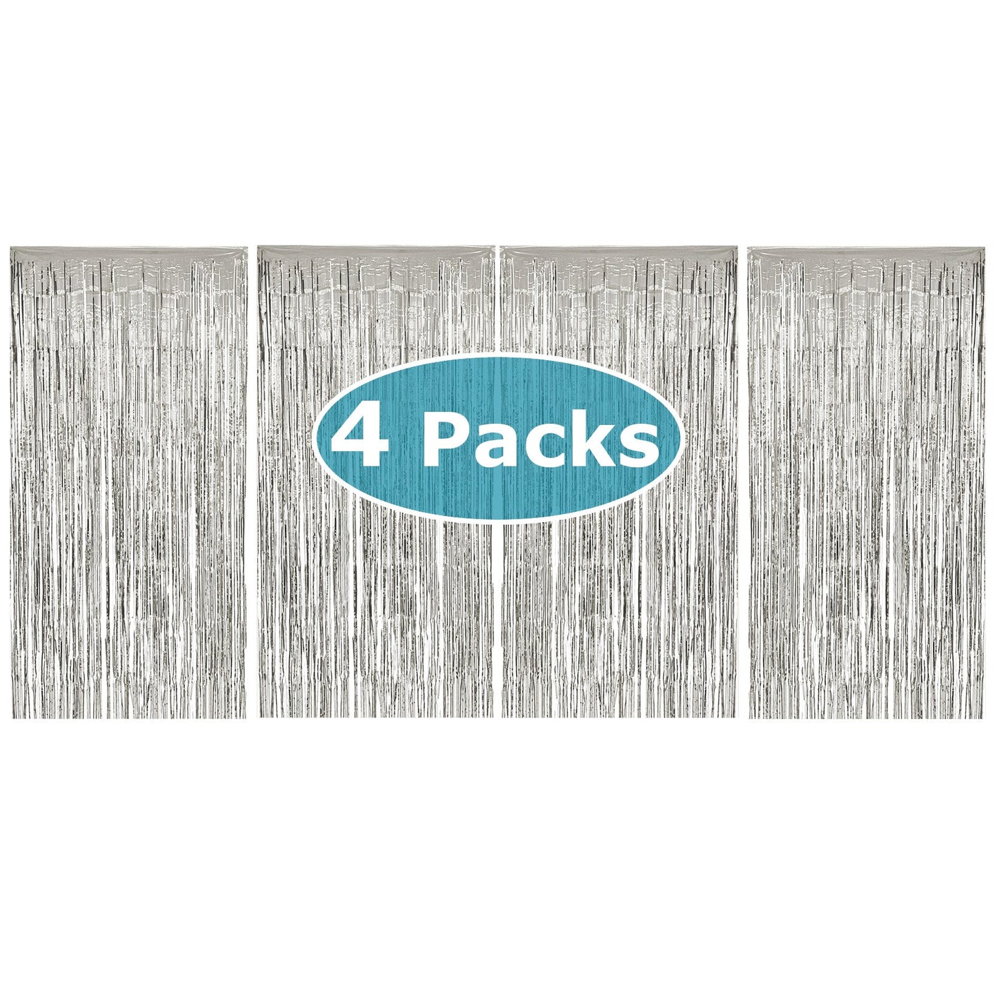 Allgala Back Drop 4PK (3x1 M) 9.7FT x 3.2FT Metalic Tinsel Party Photo Backdrop Curtains Door Fringe