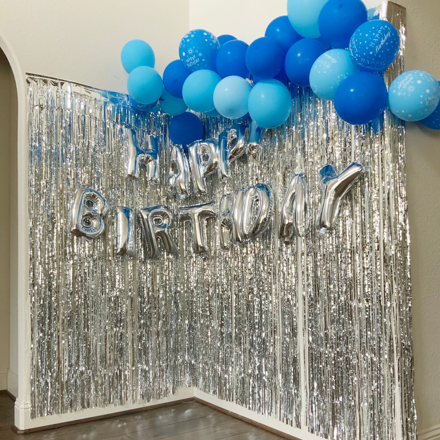 Allgala Back Drop 4PK 2Mx1M 6.5FT x 3.2FT Metallic Tinsel Party Photo Backdrop Curtains Door Fringe