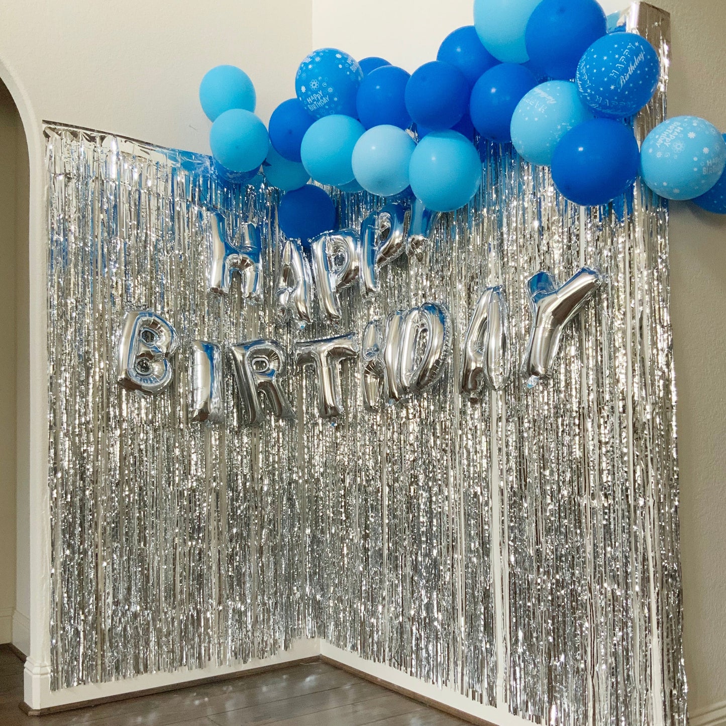 Allgala Back Drop 4PK (3x1 M) 9.7FT x 3.2FT Metalic Tinsel Party Photo Backdrop Curtains Door Fringe