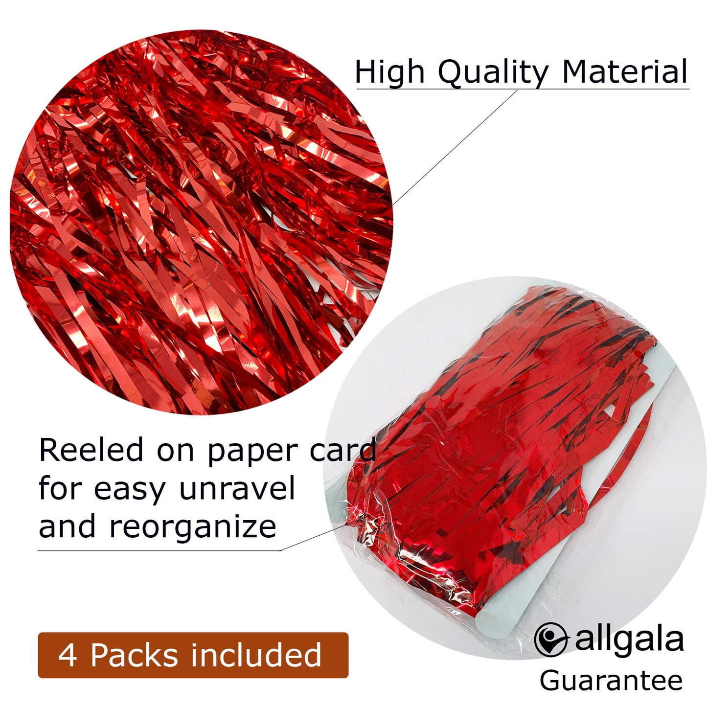 Allgala Back Drop 4PK 2Mx1M 6.5FT x 3.2FT Metallic Tinsel Party Photo Backdrop Curtains Door Fringe