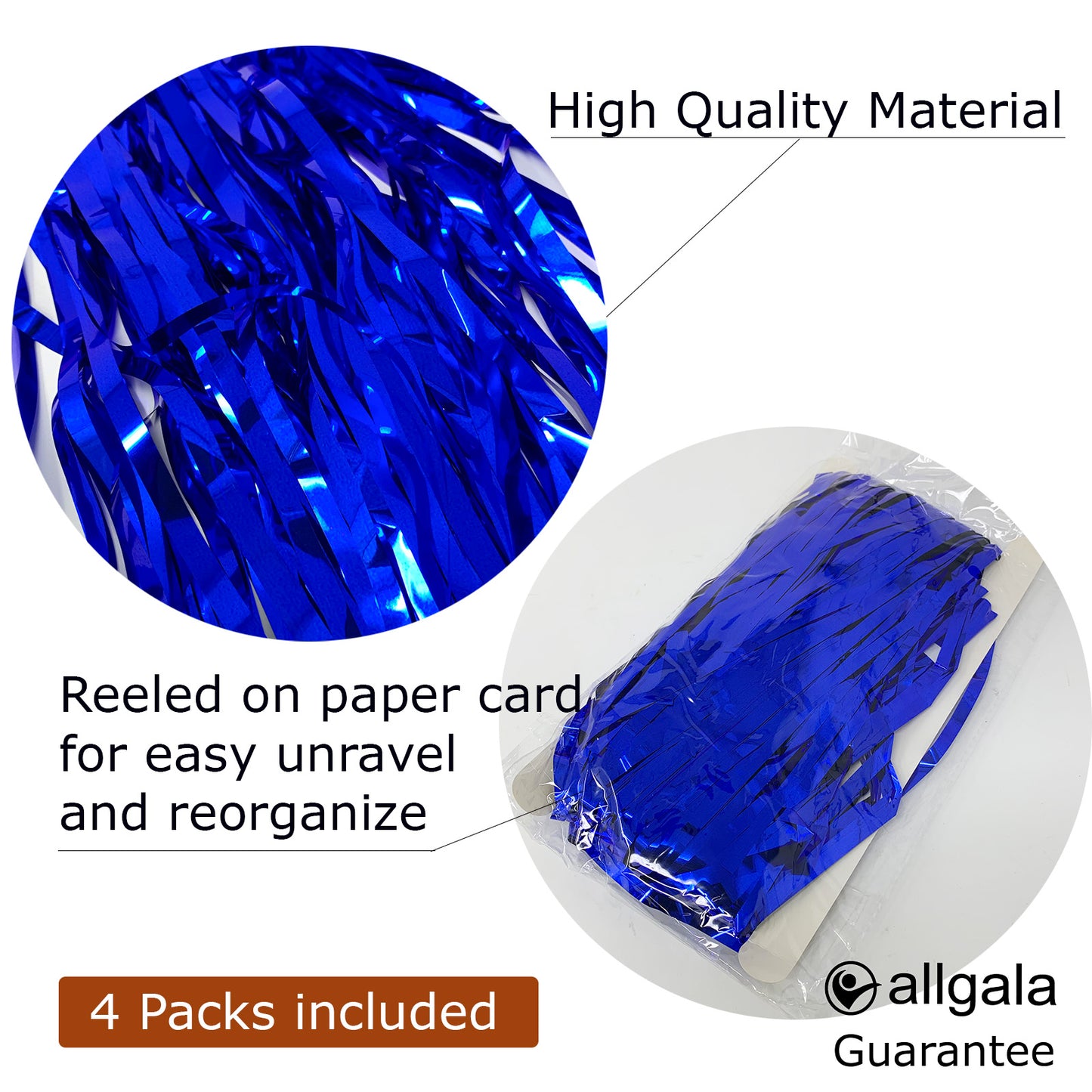 Allgala Back Drop 4PK 2Mx1M 6.5FT x 3.2FT Metallic Tinsel Party Photo Backdrop Curtains Door Fringe