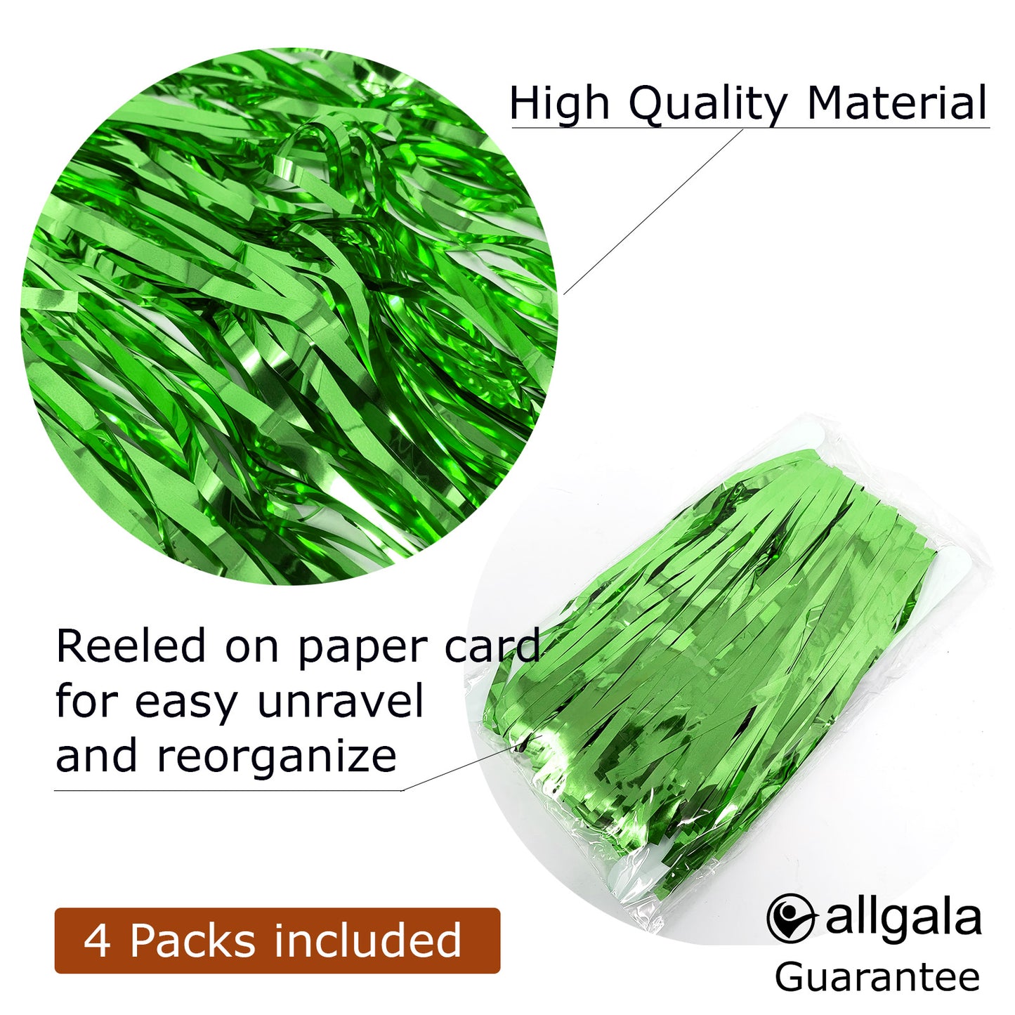 Allgala Back Drop 4PK 2Mx1M 6.5FT x 3.2FT Metallic Tinsel Party Photo Backdrop Curtains Door Fringe