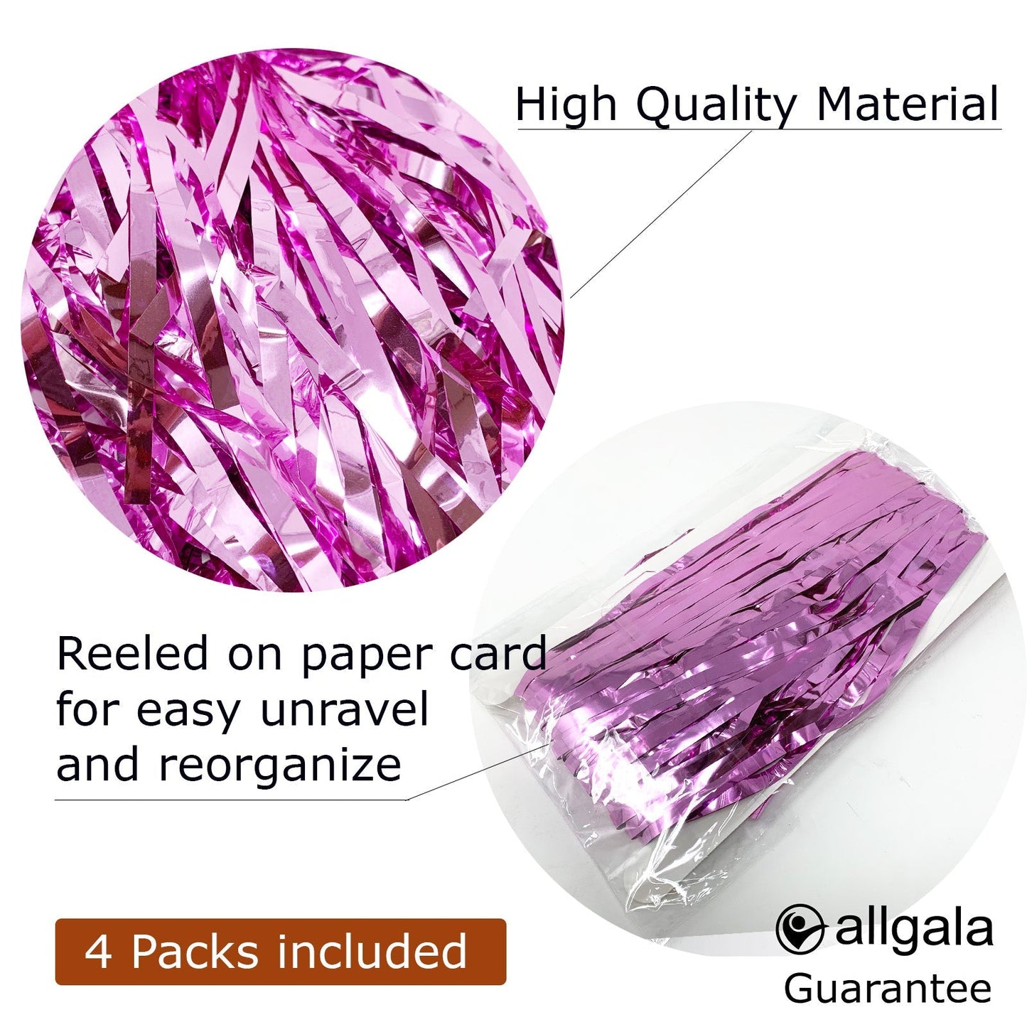 Allgala Back Drop 4PK (3x1 M) 9.7FT x 3.2FT Metalic Tinsel Party Photo Backdrop Curtains Door Fringe