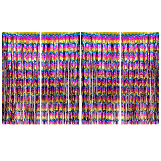 Allgala Back Drop 4PK (2.5x1 M) 8.2FT x 3.2FT Metalic Tinsel Party Photo Backdrop Curtains Door Fringe