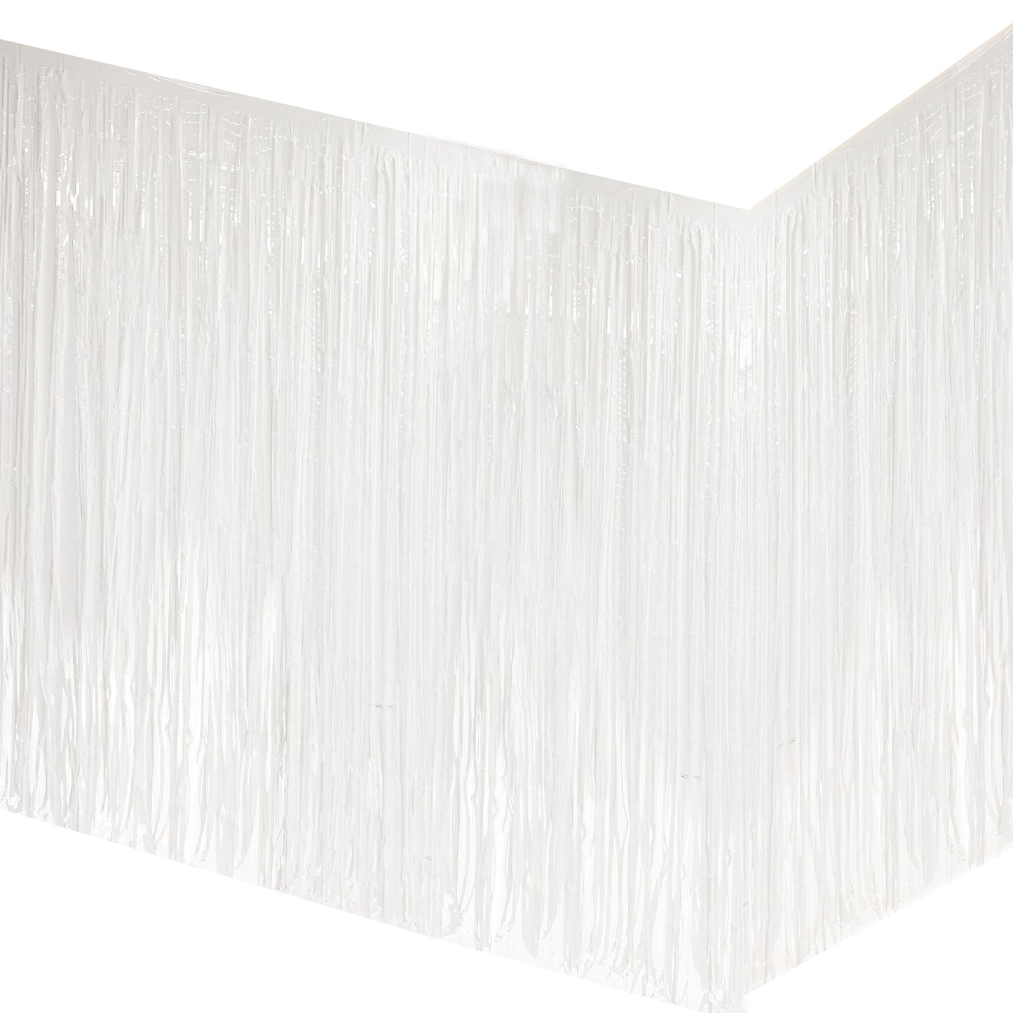 Allgala Backdrop 2-Pack 29x108 Inch Metallic Foil Fringe Tinsel Table Skirts for Party Event Decoraton