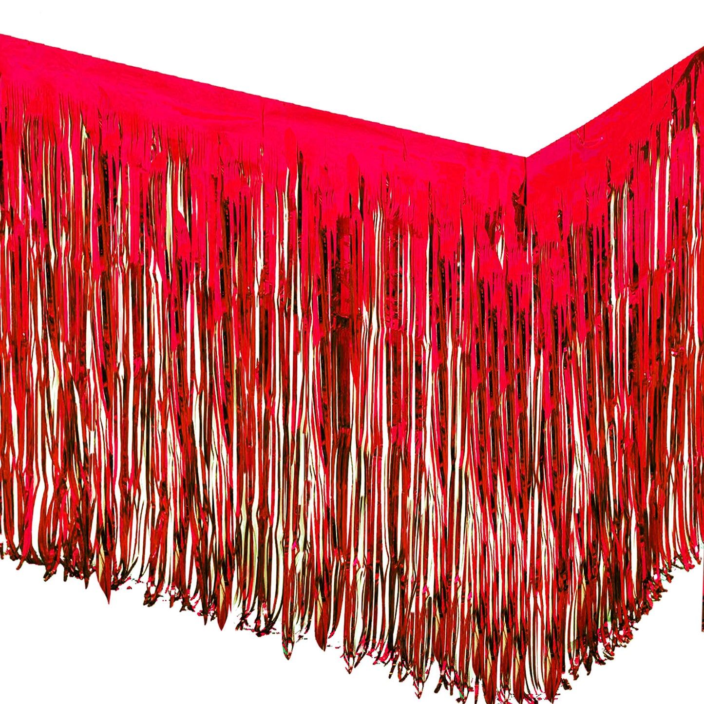 Allgala Backdrop 2-Pack 29x108 Inch Metallic Foil Fringe Tinsel Table Skirts for Party Event Decoraton