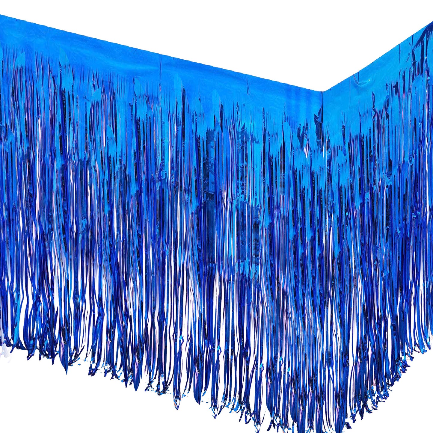 Allgala Backdrop 2-Pack 29x108 Inch Metallic Foil Fringe Tinsel Table Skirts for Party Event Decoraton