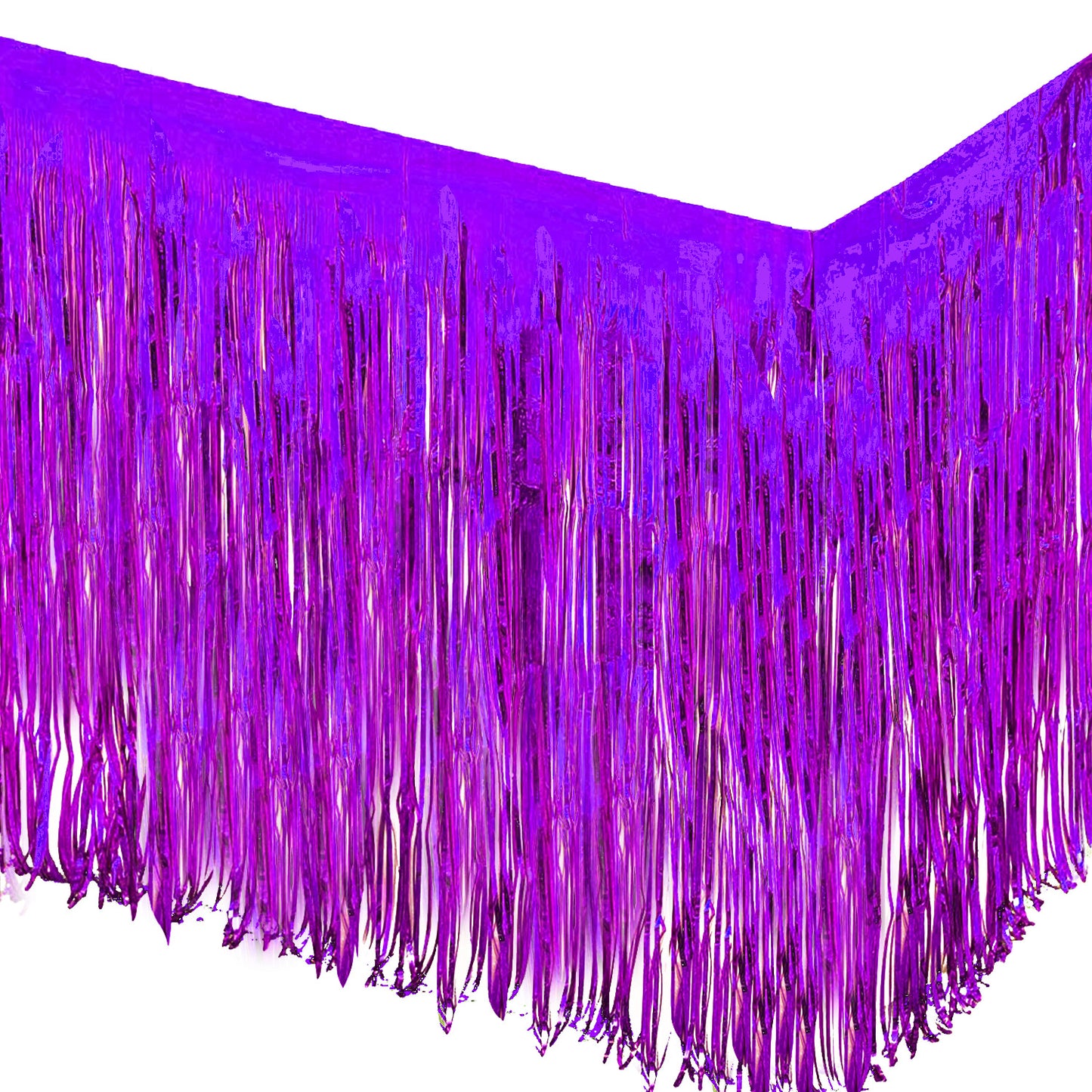 Allgala Backdrop 2-Pack 29x108 Inch Metallic Foil Fringe Tinsel Table Skirts for Party Event Decoraton