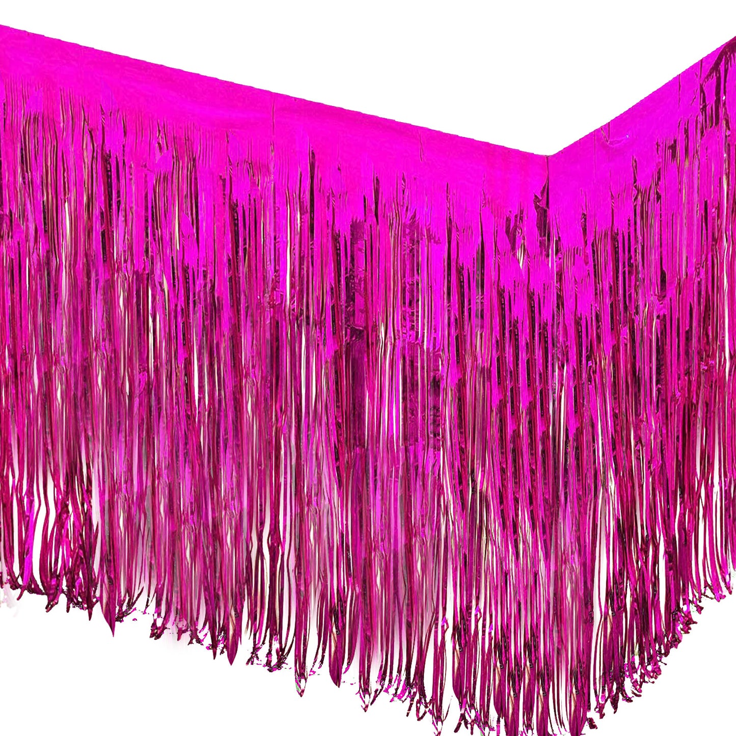 Allgala Backdrop 2-Pack 29x108 Inch Metallic Foil Fringe Tinsel Table Skirts for Party Event Decoraton