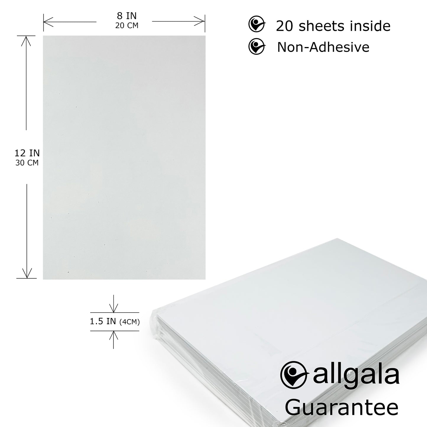 Allgala Foam Sheet 20 Pack EVA Foam Paper 8" x 12" Sheets