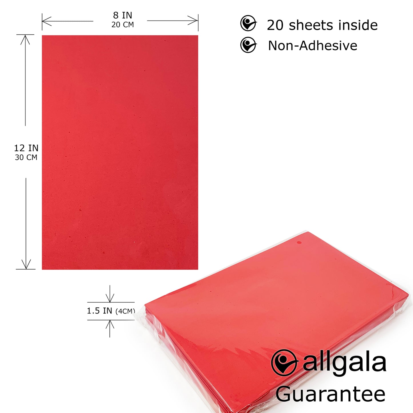 Allgala Foam Sheet 20 Pack EVA Foam Paper 8" x 12" Sheets