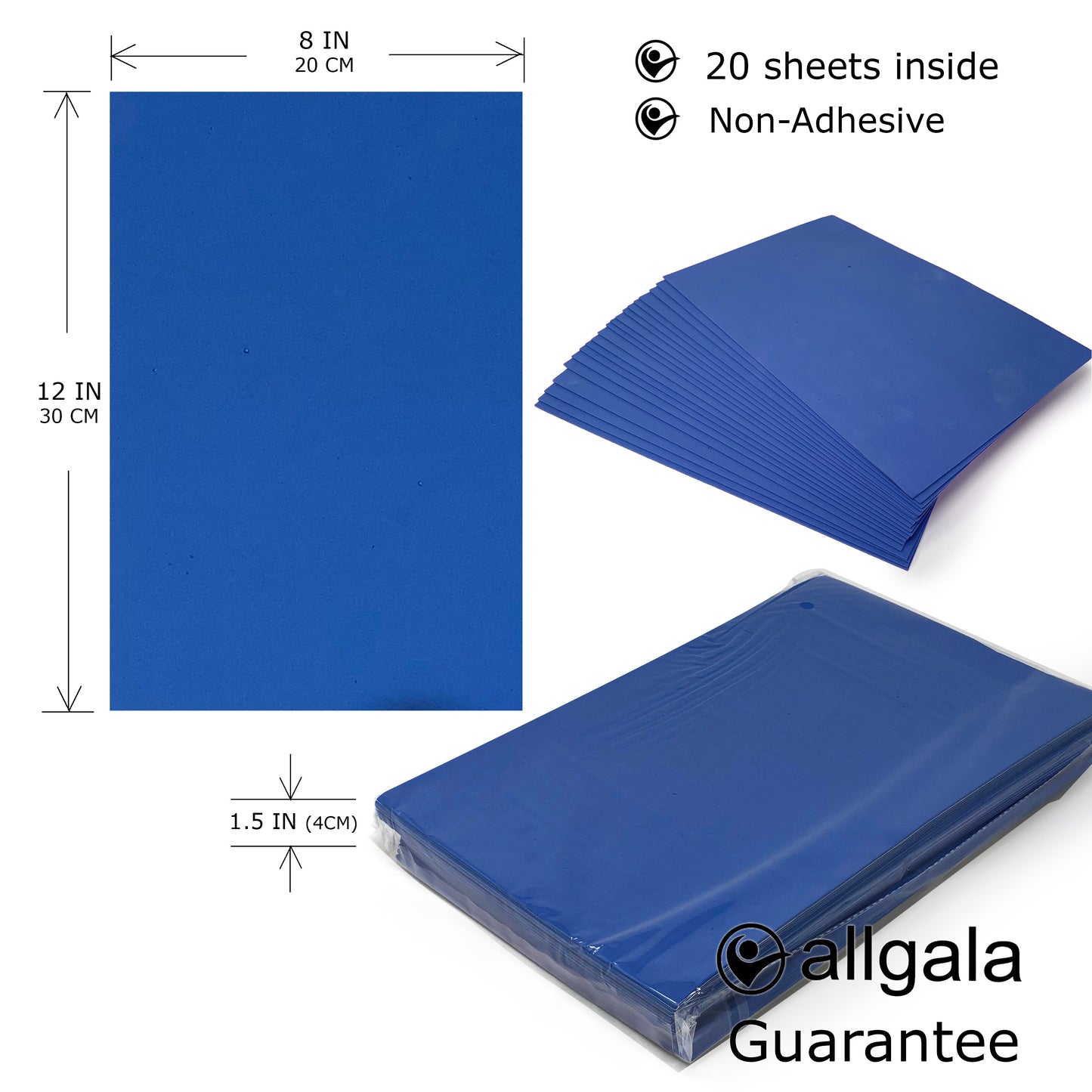 Allgala Foam Sheet 20 Pack EVA Foam Paper 8" x 12" Sheets