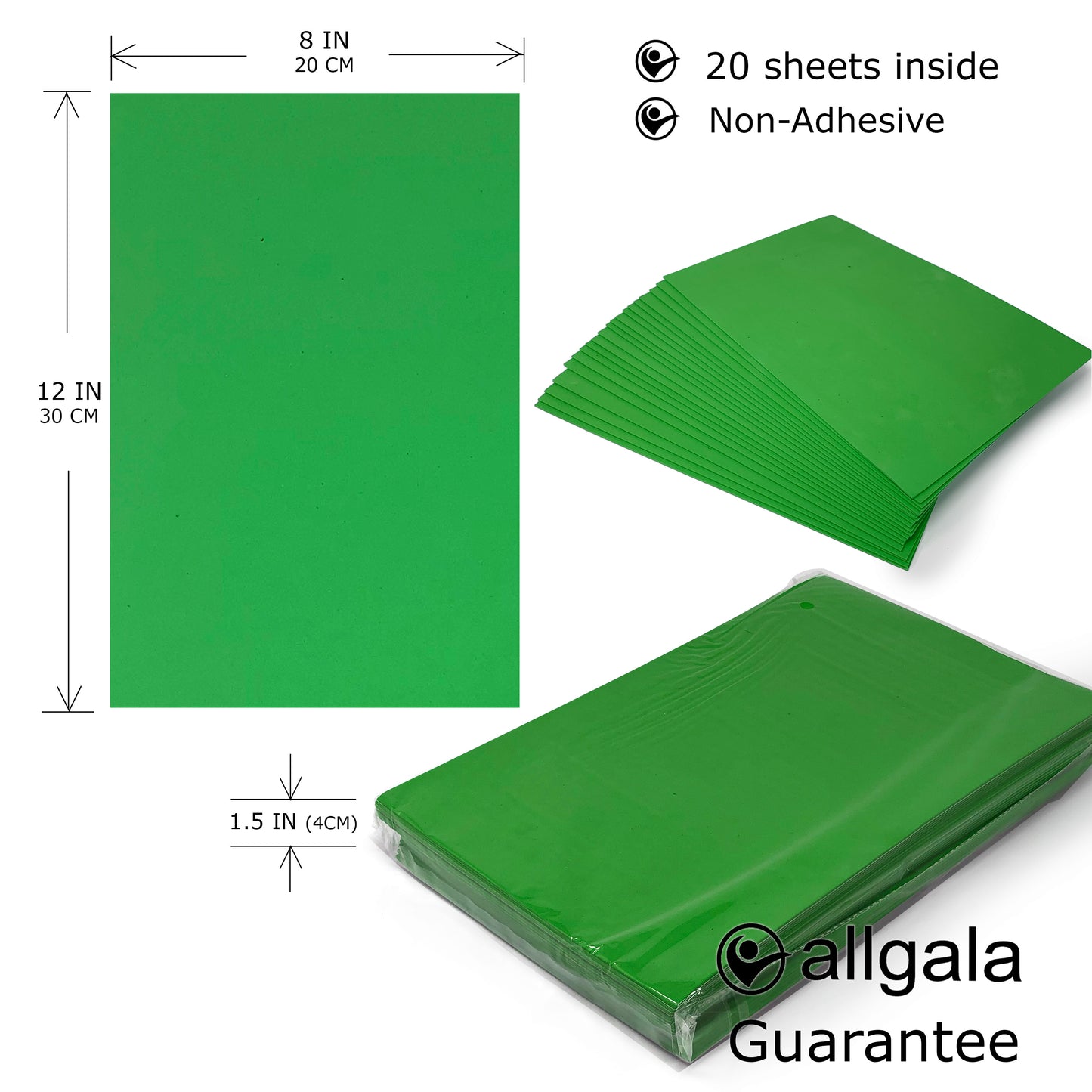 Allgala Foam Sheet 20 Pack EVA Foam Paper 8" x 12" Sheets