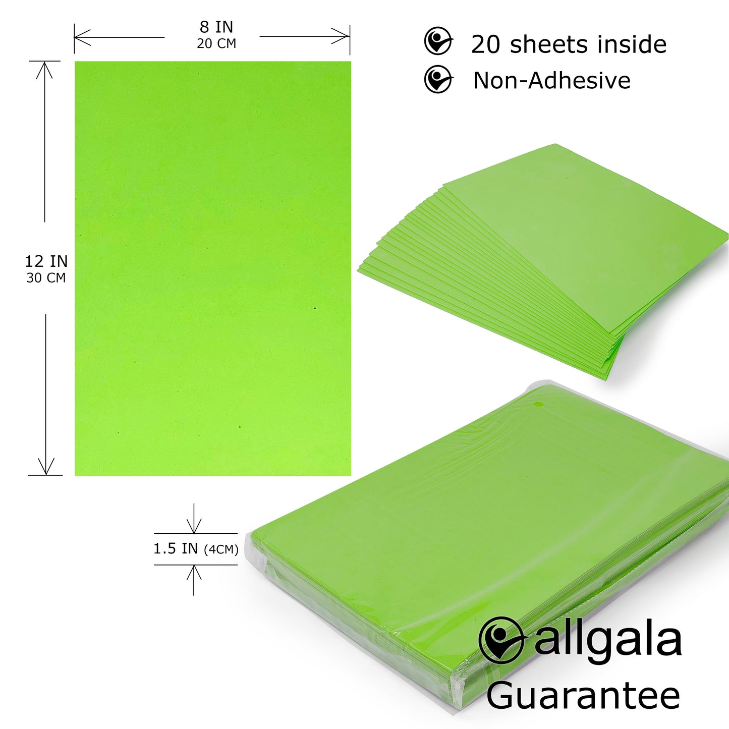Allgala Foam Sheet 20 Pack EVA Foam Paper 8" x 12" Sheets