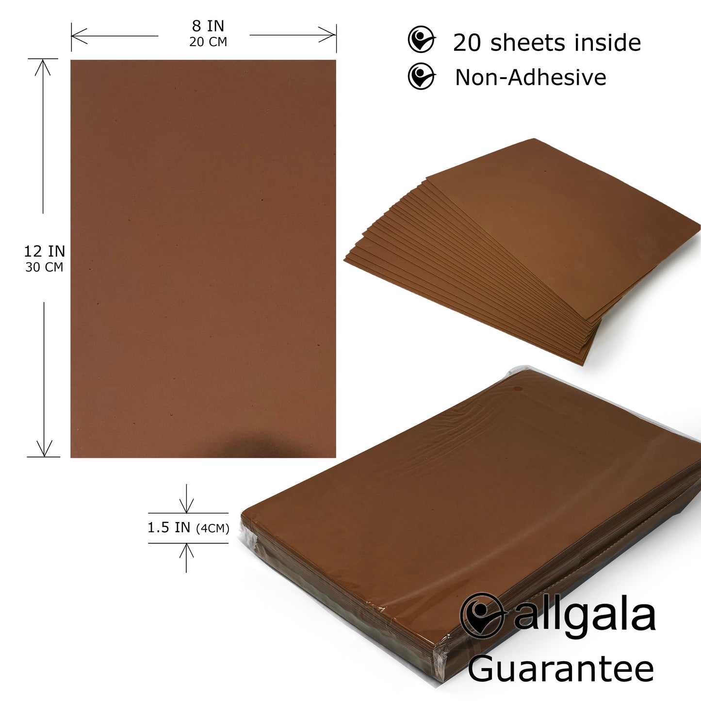 Allgala Foam Sheet 20 Pack EVA Foam Paper 8" x 12" Sheets