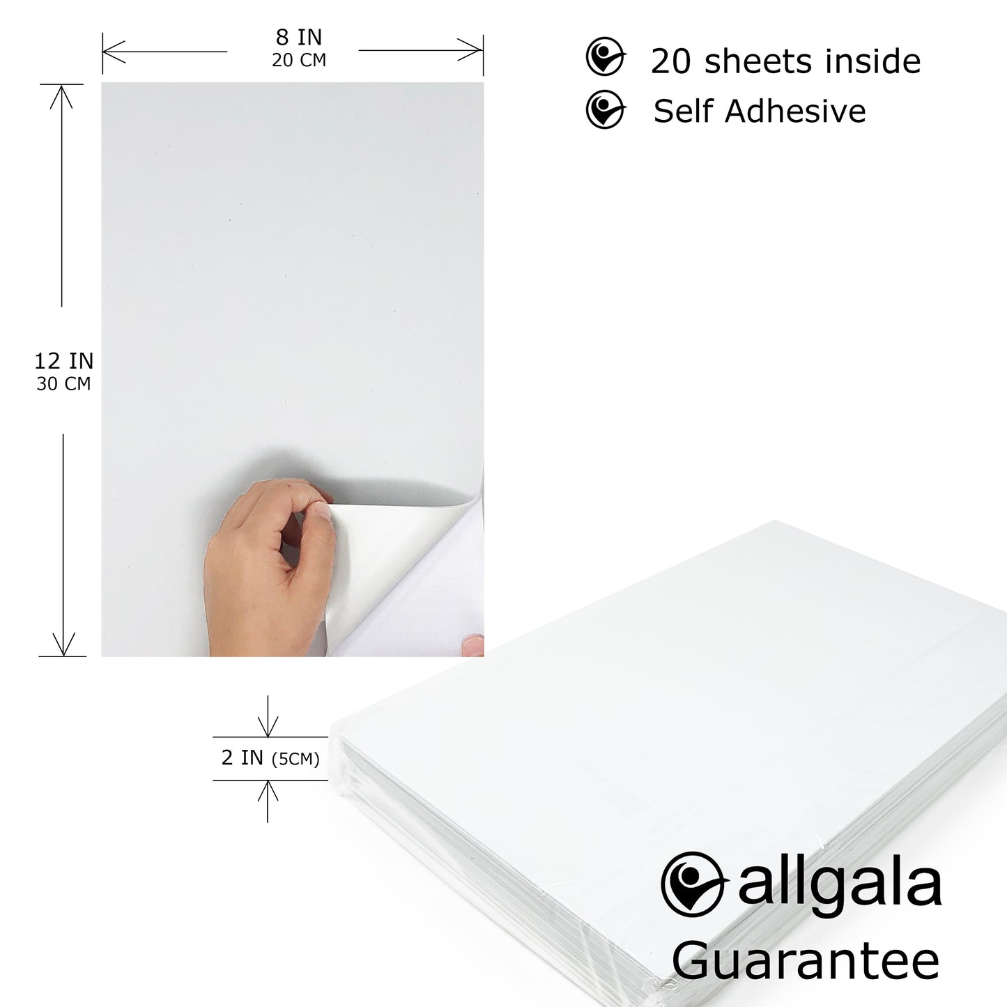Allgala Foam Sheet 20 Pack EVA Foam Paper 8" x 12" Sheets - Self-Adhesive