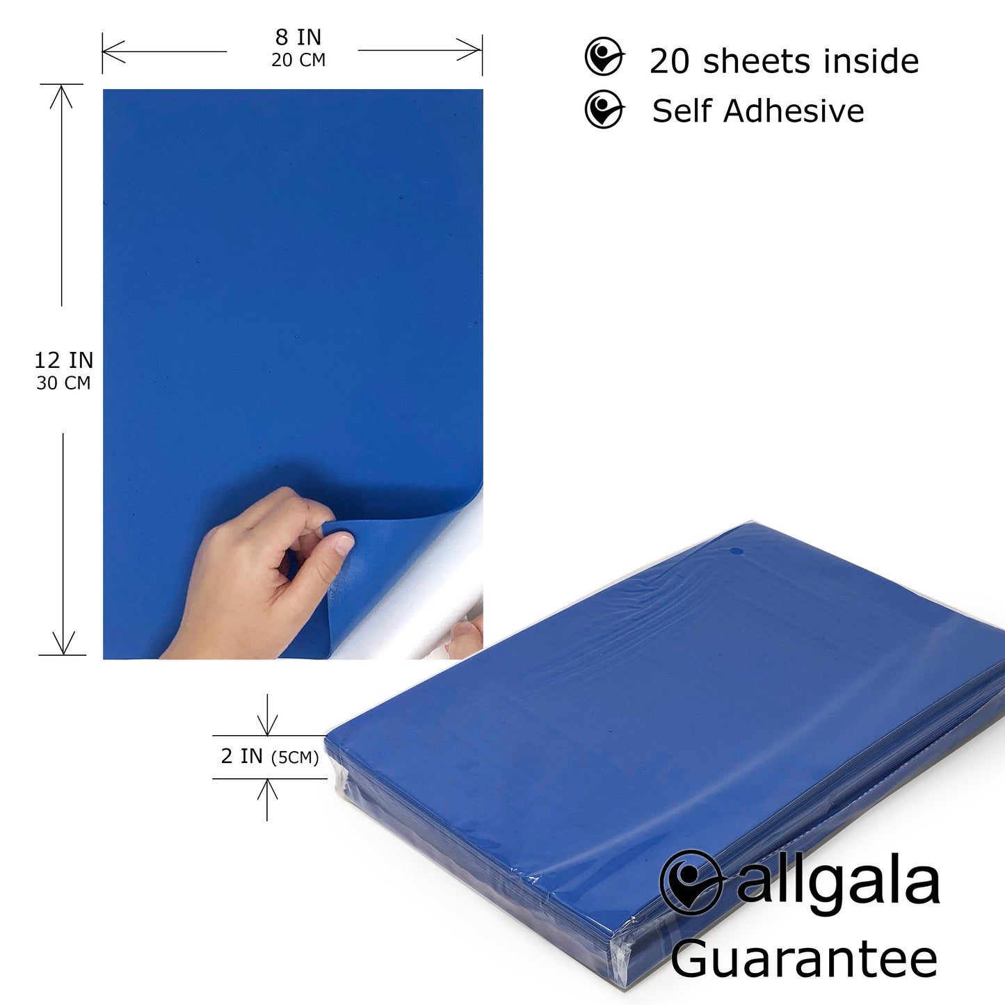 Allgala Foam Sheet 20 Pack EVA Foam Paper 8" x 12" Sheets - Self-Adhesive