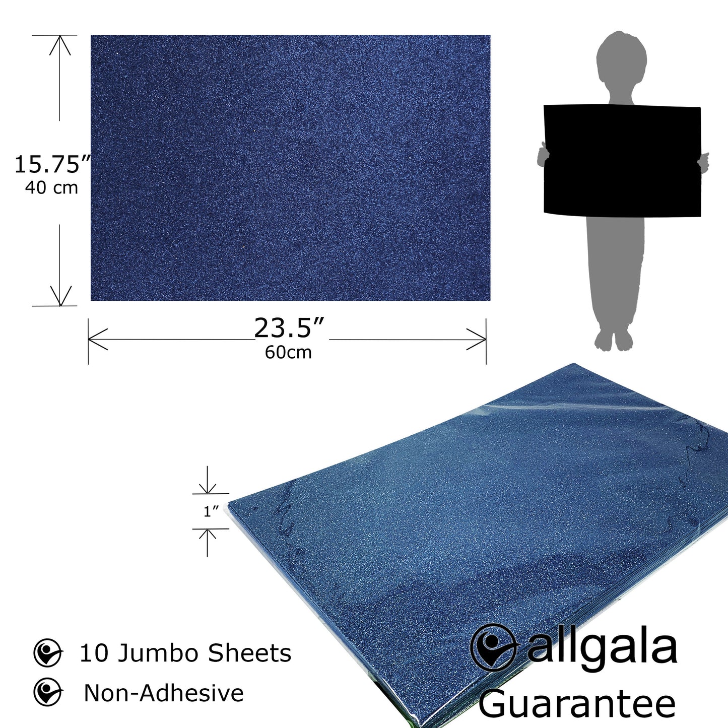 Allgala Foam Sheet 12 Pack JumboL 16"x24" Glitter EVA Foam Paper Sheets for Kids Art Project, Cosplay Costume, Arts and Crafts