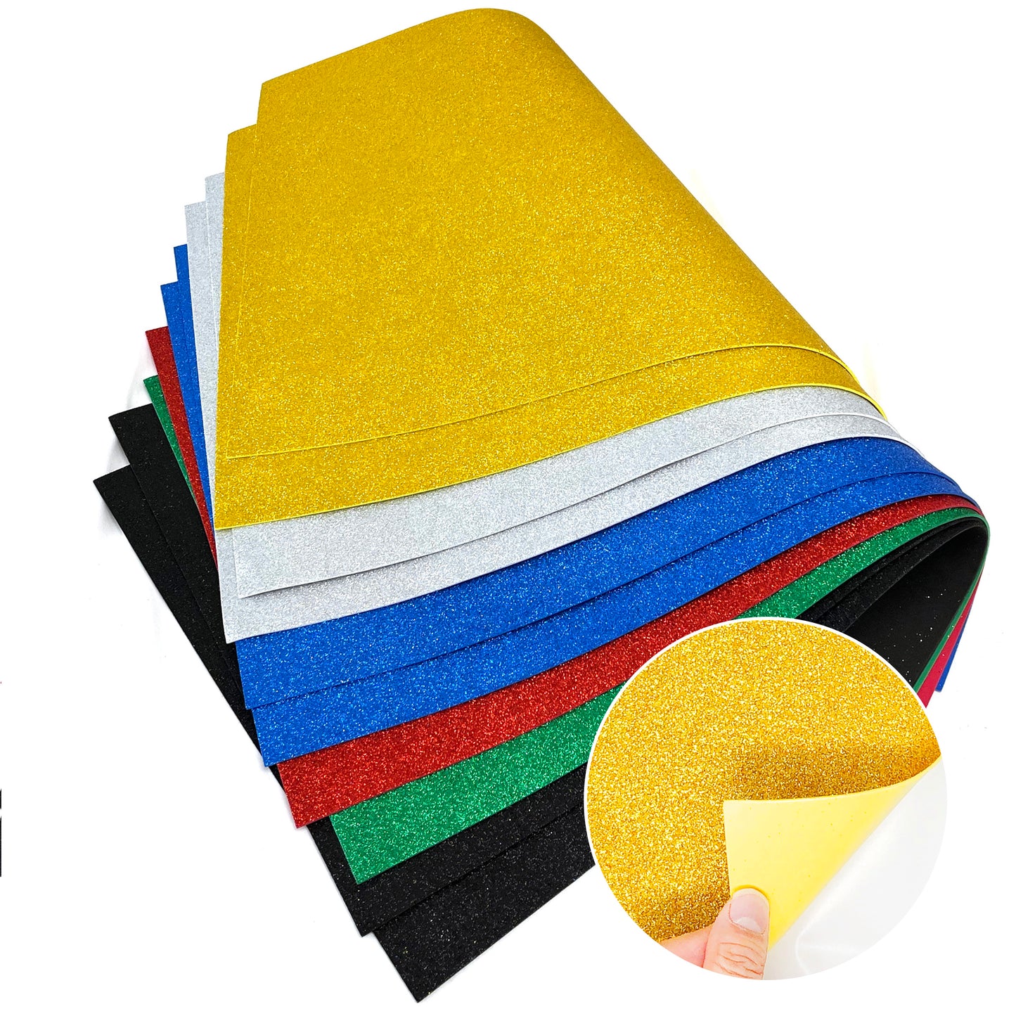 Allgala Foam Sheet 12 Pack JumboL 16"x24" Glitter EVA Foam Paper Sheets - Self-Adhesive
