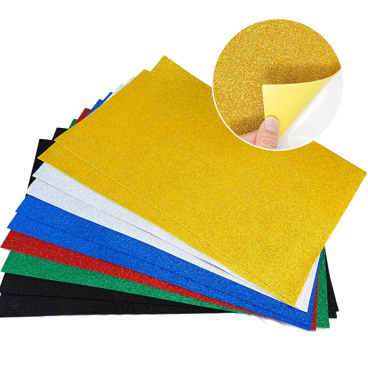 Allgala Foam Sheet 12 Pack JumboL 16"x24" Glitter EVA Foam Paper Sheets - Self-Adhesive