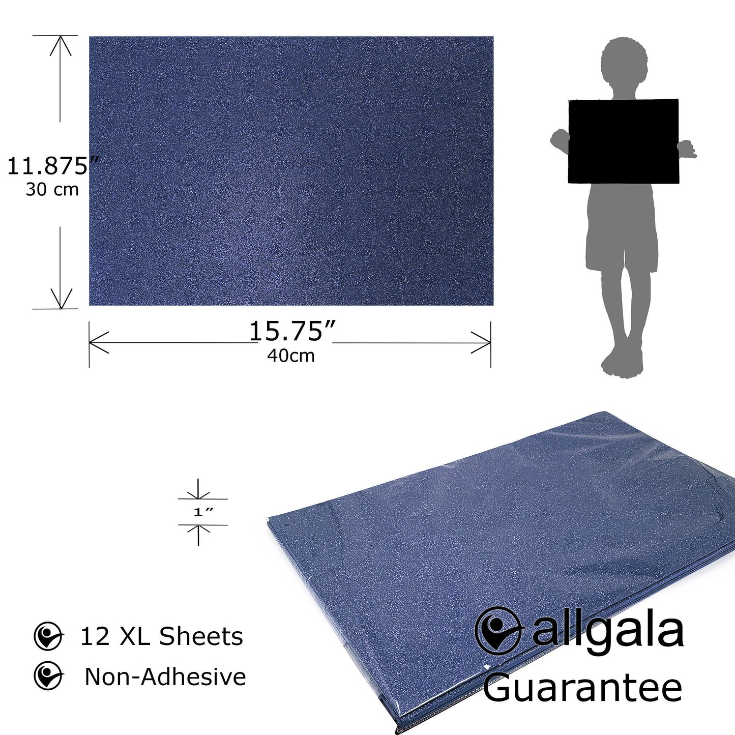 Allgala Foam Sheet 12 Pack XL 12"x16" Glitter EVA Foam Paper Sheets for Kids Art Project, Cosplay Costume, Arts and Crafts