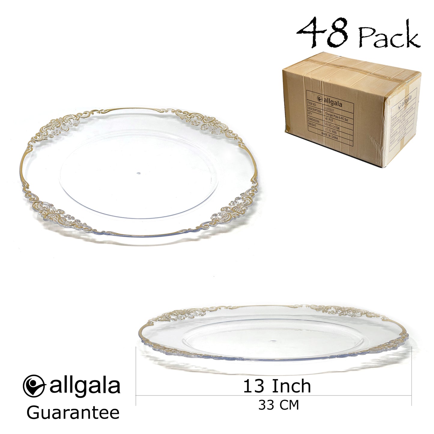 Allgala Charger Plates 13-Inch 6-Pack Heavy Quality Round Charger Plates-Floral