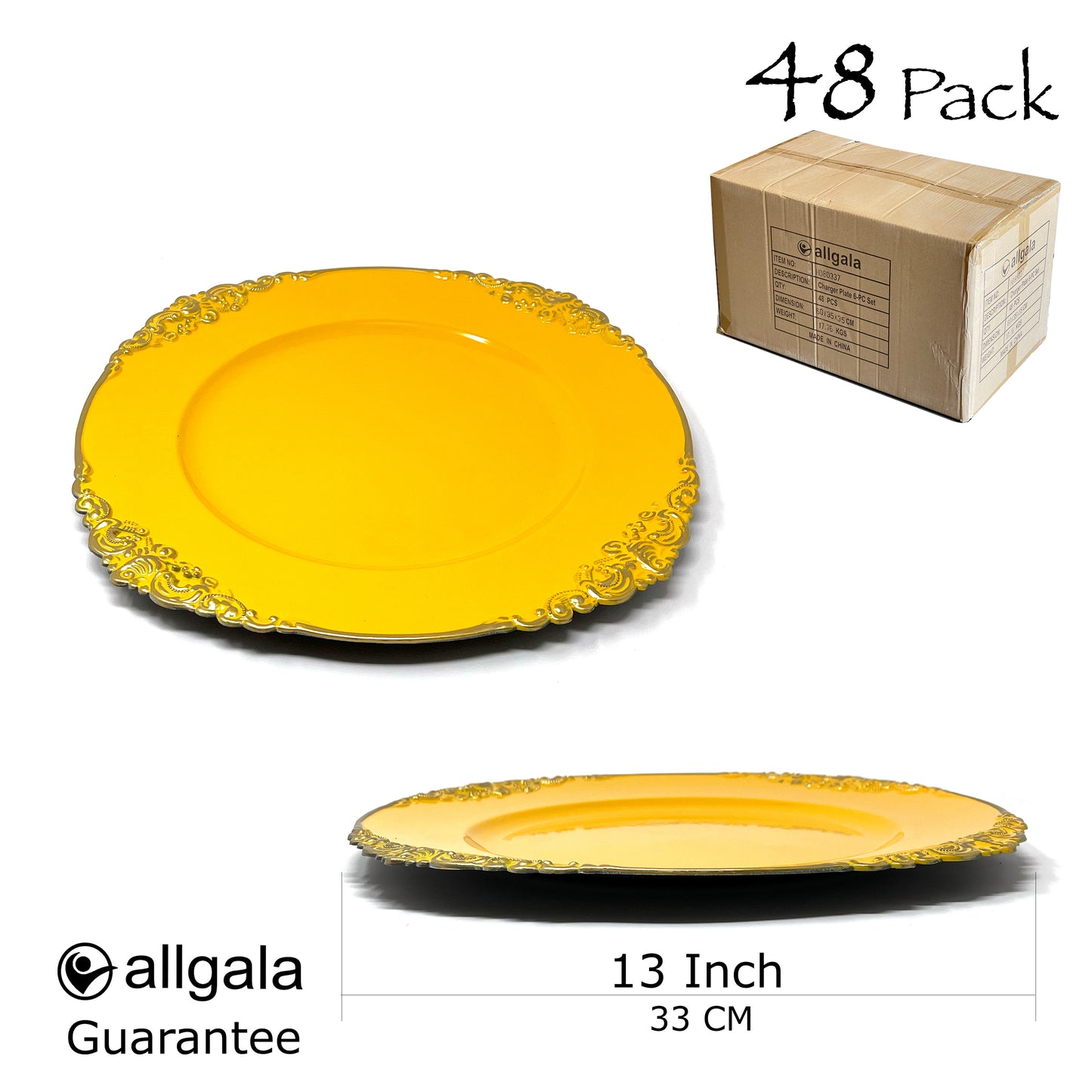 Allgala Charger Plates 13-Inch 6-Pack Heavy Quality Round Charger Plates-Floral