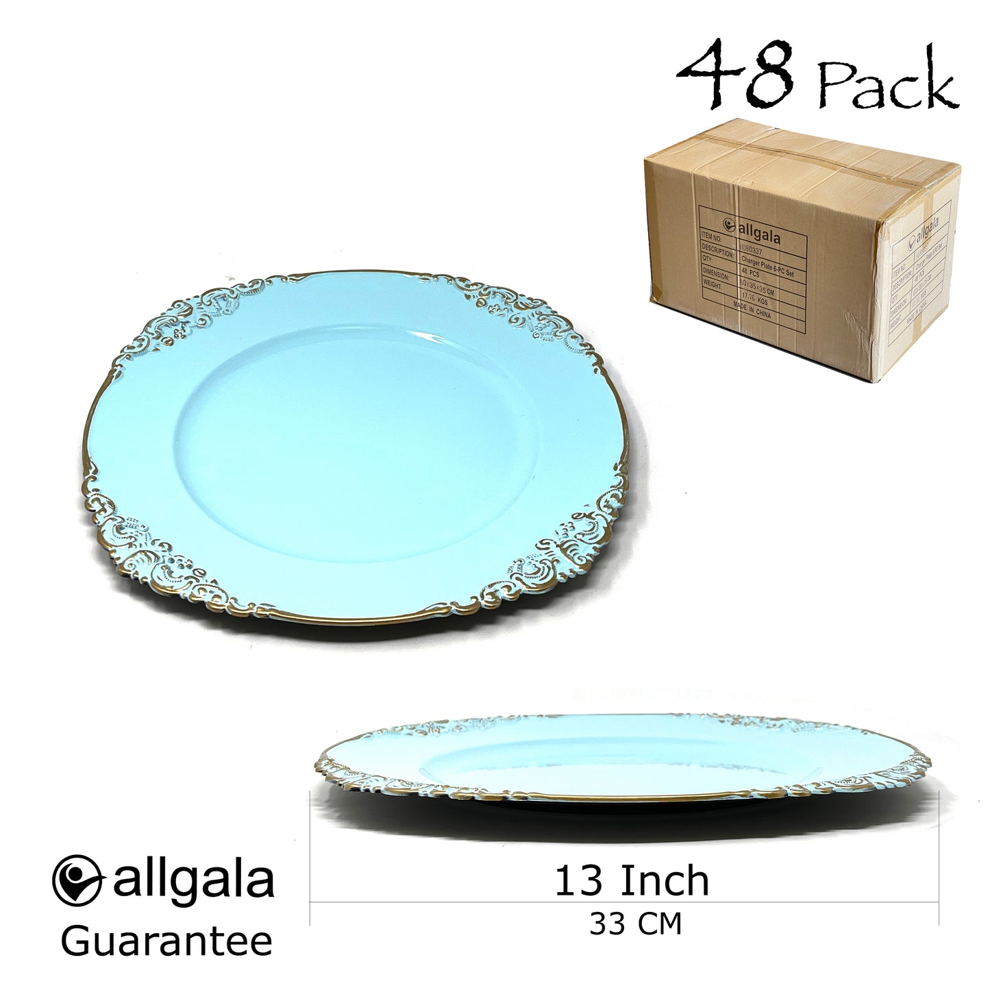 Allgala Charger Plates 13-Inch 6-Pack Heavy Quality Round Charger Plates-Floral