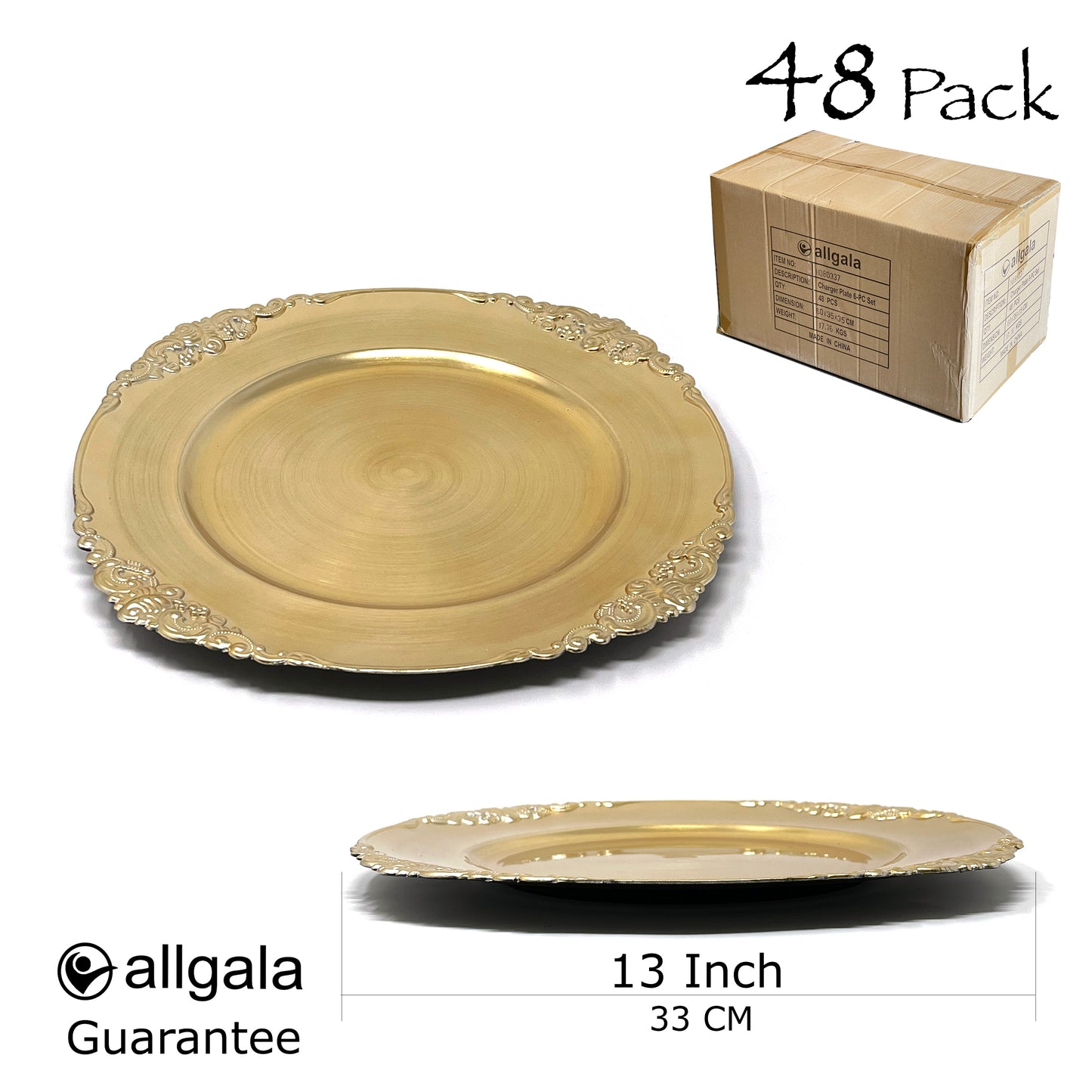 Allgala Charger Plates 13-Inch 6-Pack Heavy Quality Round Charger Plates-Floral