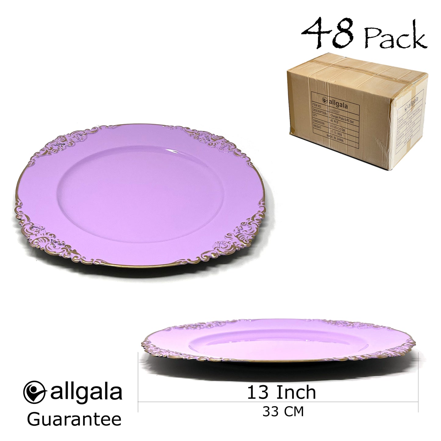 Allgala Charger Plates 13-Inch 6-Pack Heavy Quality Round Charger Plates-Floral