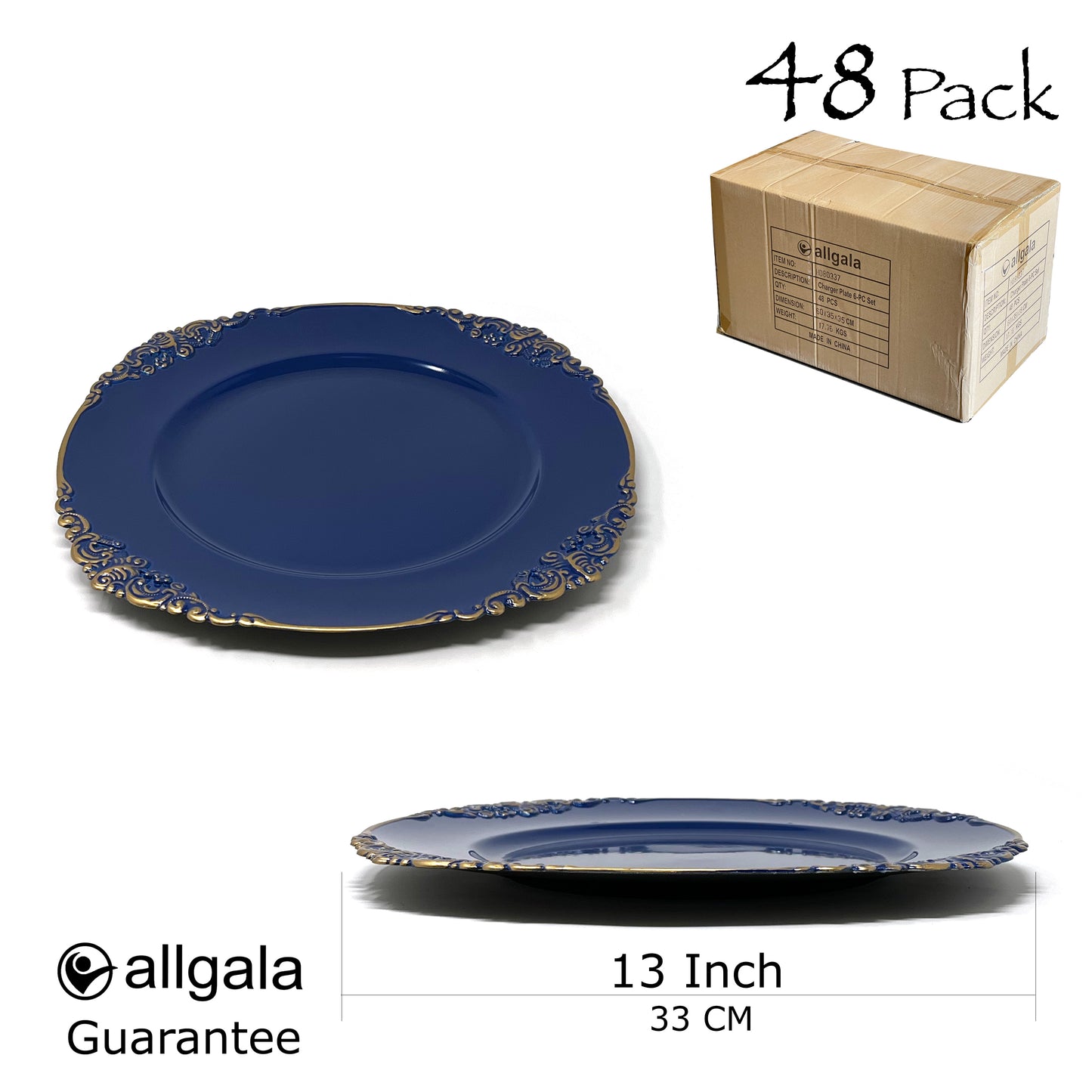 Allgala Charger Plates 13-Inch 6-Pack Heavy Quality Round Charger Plates-Floral