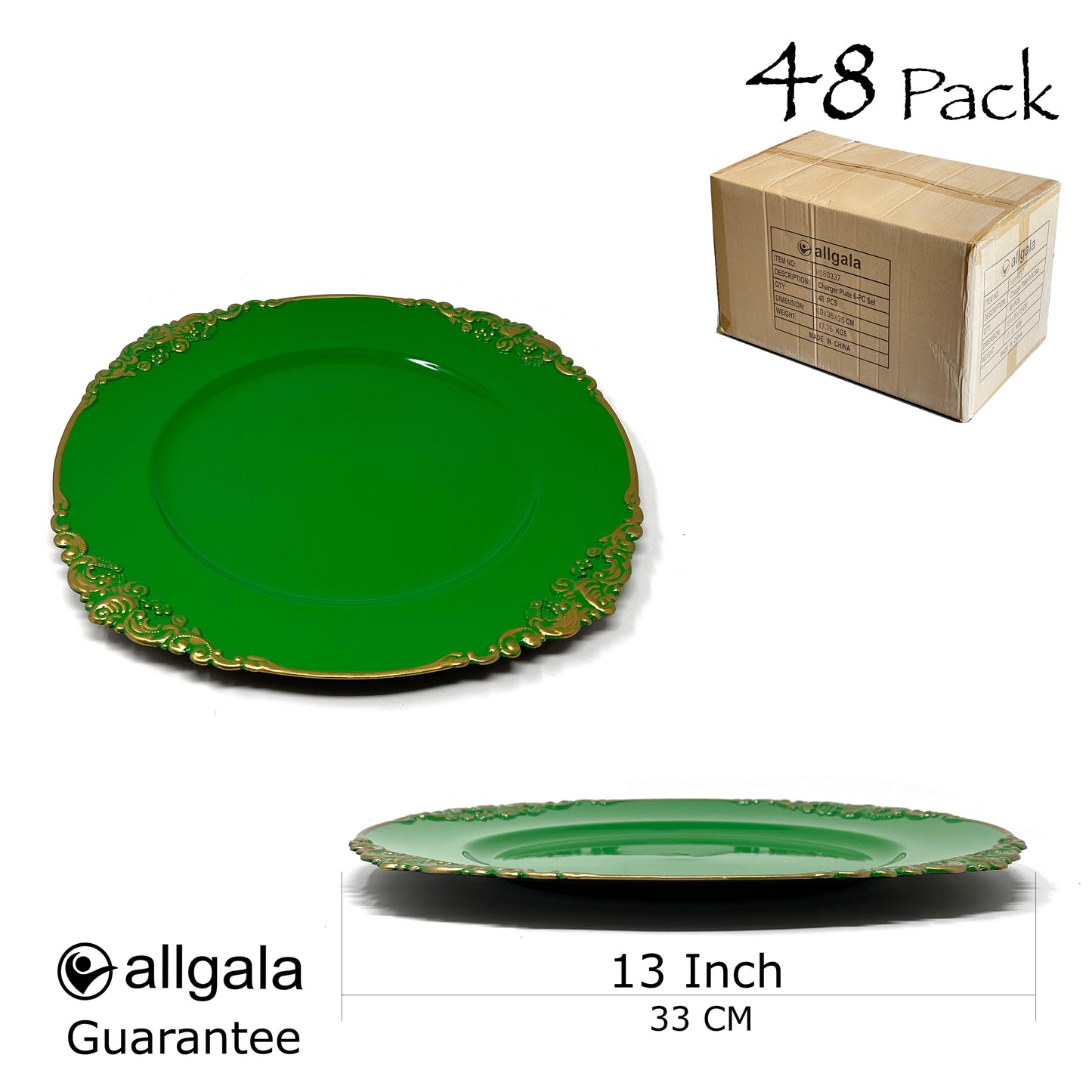 Allgala Charger Plates 13-Inch 6-Pack Heavy Quality Round Charger Plates-Floral