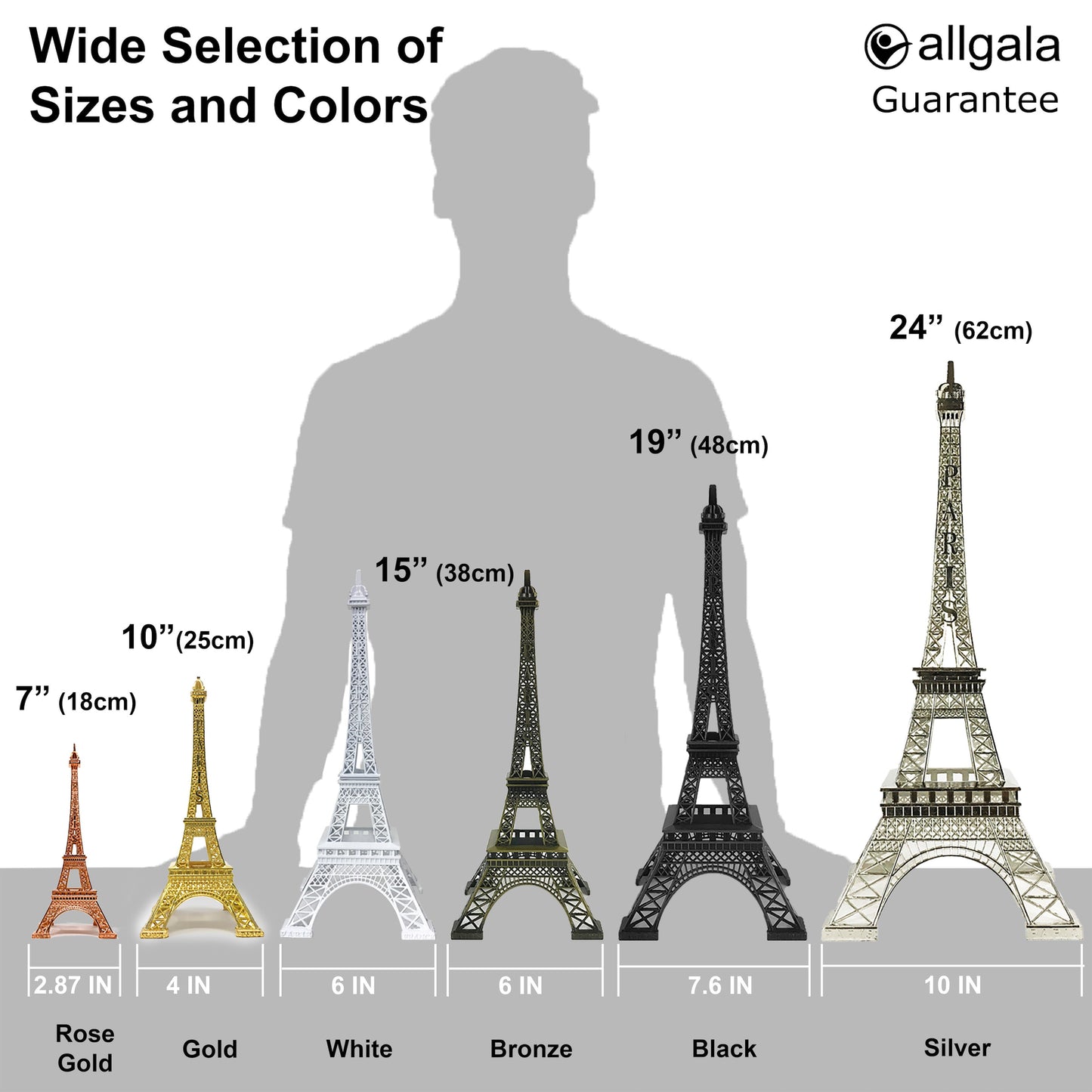 Allgala Eiffel Tower Statue 19" (48cm) Tall Decor Alloy Metal