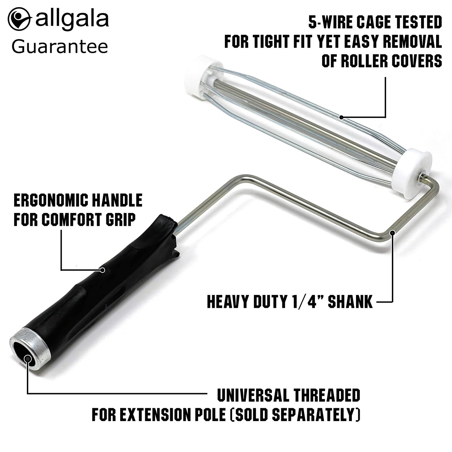 Allgala Paint Roller Frame 9 Inch Easy Quick Release Non-Slip Smooth Heavy Duty - TH10321