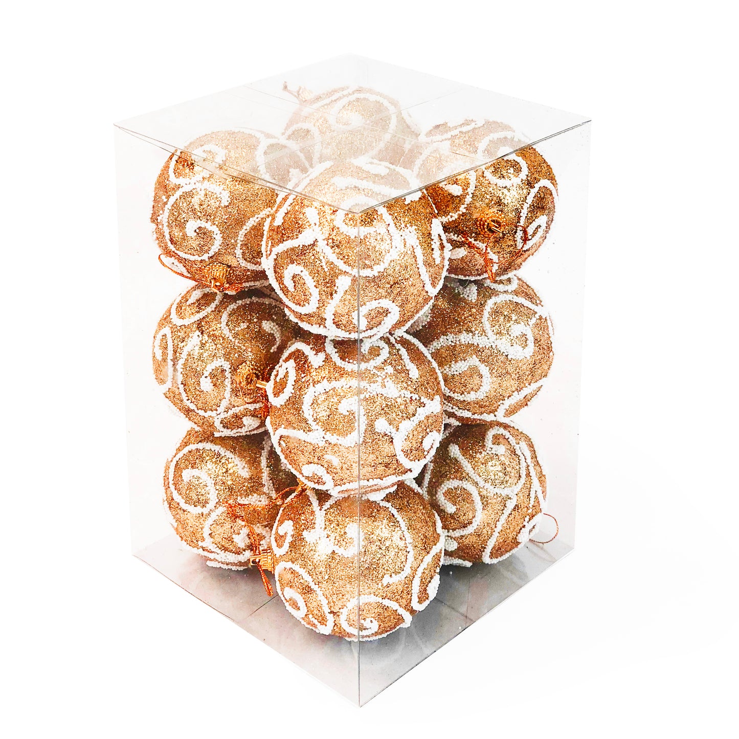 Allgala Christmas Ornament Balls 12 Pack 3 Inch - Glitter Decorated Foam