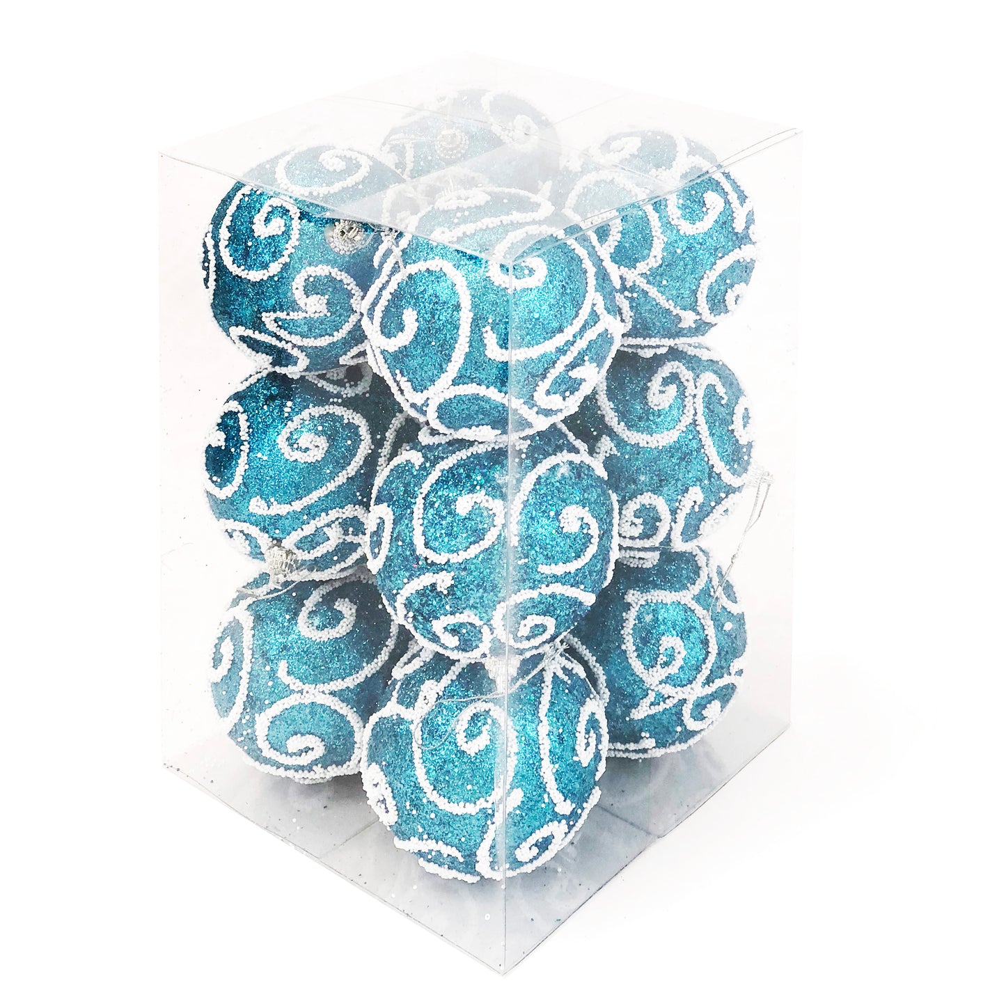 Allgala Christmas Ornament Balls 12 Pack 3 Inch - Glitter Decorated Foam